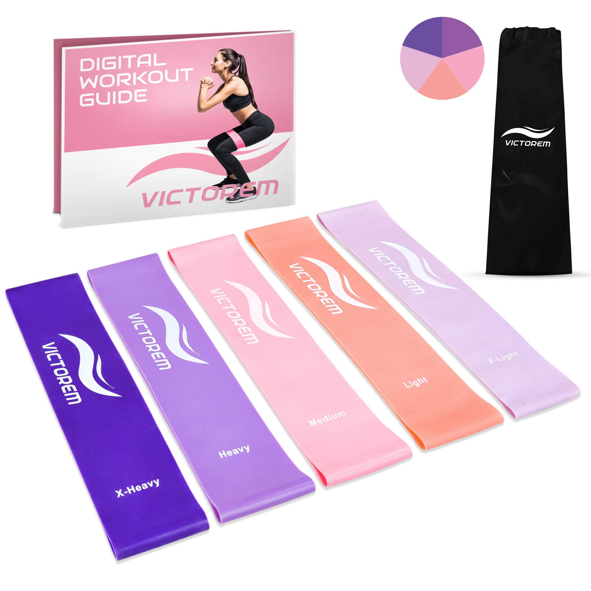 Victorem Mini Loop Resistance Bands - Exercise, Physical Fitness, Home Workout Training Set – for Crossfit, Exercise, Fitness