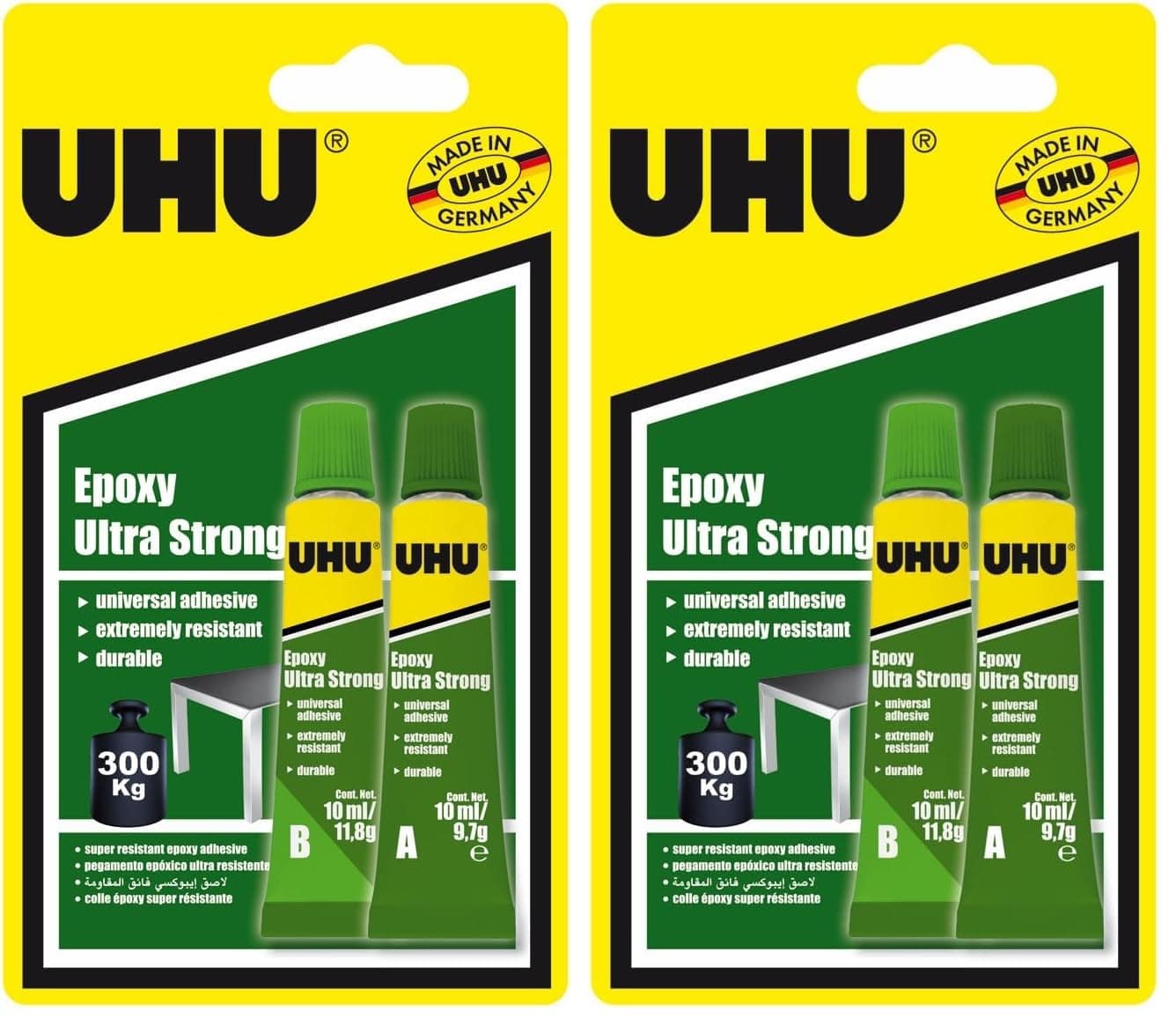 Epoxy Ultra Strong Adhesive, Universal And High Final Strength, 2 Component Epoxy Resin Repair Glue, 2 Tubes X 10 Ml