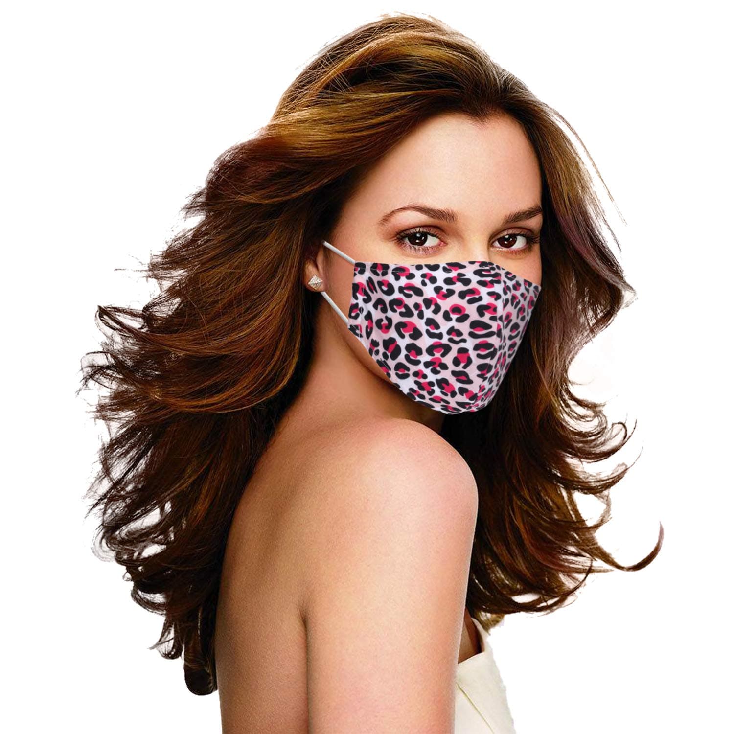 WedDecor 2Pcs Washable Cloth Face Mask Reusable and Adjustable Protective Fabric Face Cover Dust Filter Pocket, Filter Pocket 3 Layer Cotton Face Mask Reusable Machine Washable, Leopard Print