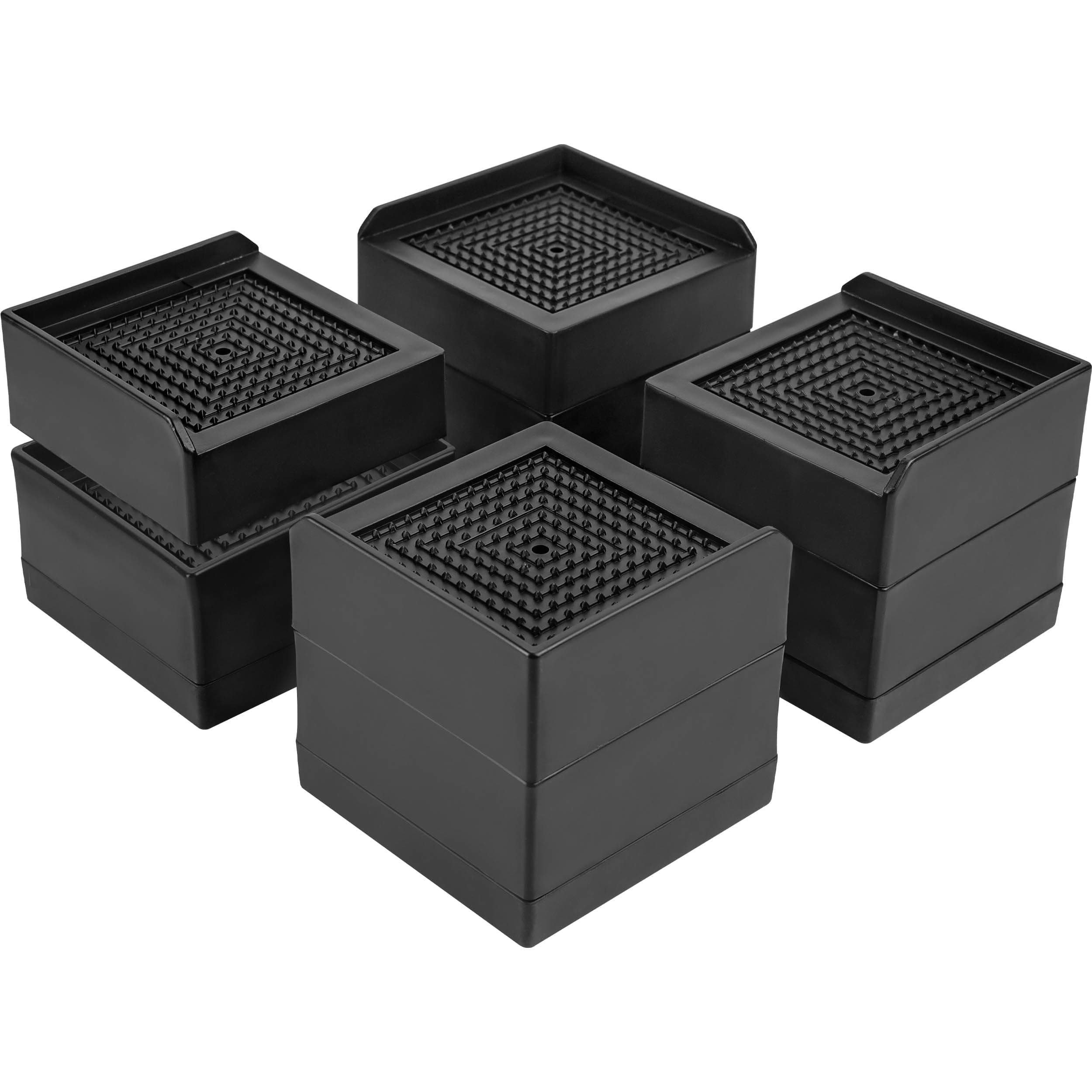 BTSD-home Bed Risers Heavy Duty Adjustable Furniture Risers Elevation in Heights 1 or 3 Inch Bed Frame Lifts Risers for Dorm Beds, Sofas 4 Pack Black Square