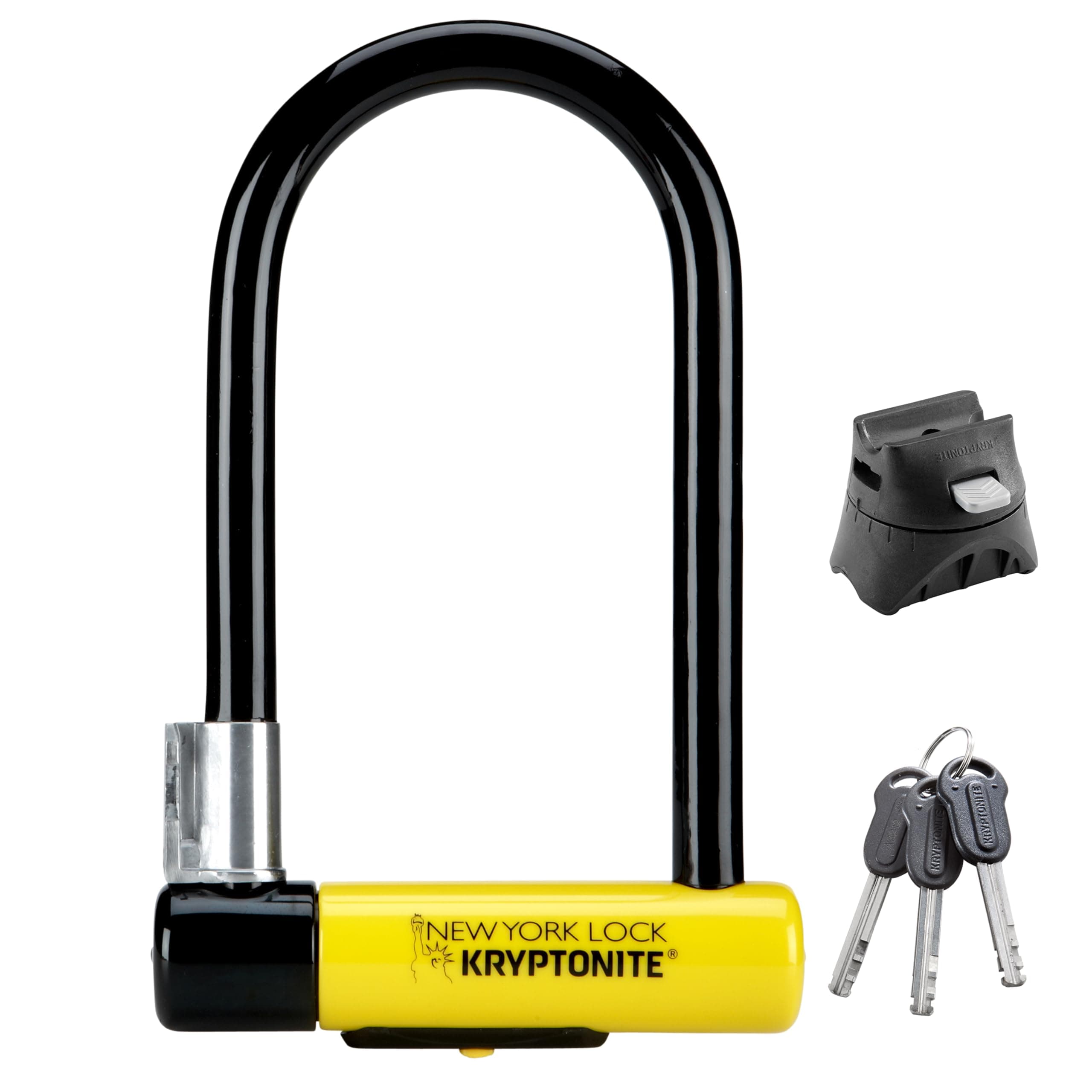 New York Standard Lock with Flex Frame U-Bracket - Yellow, Standard Shackle