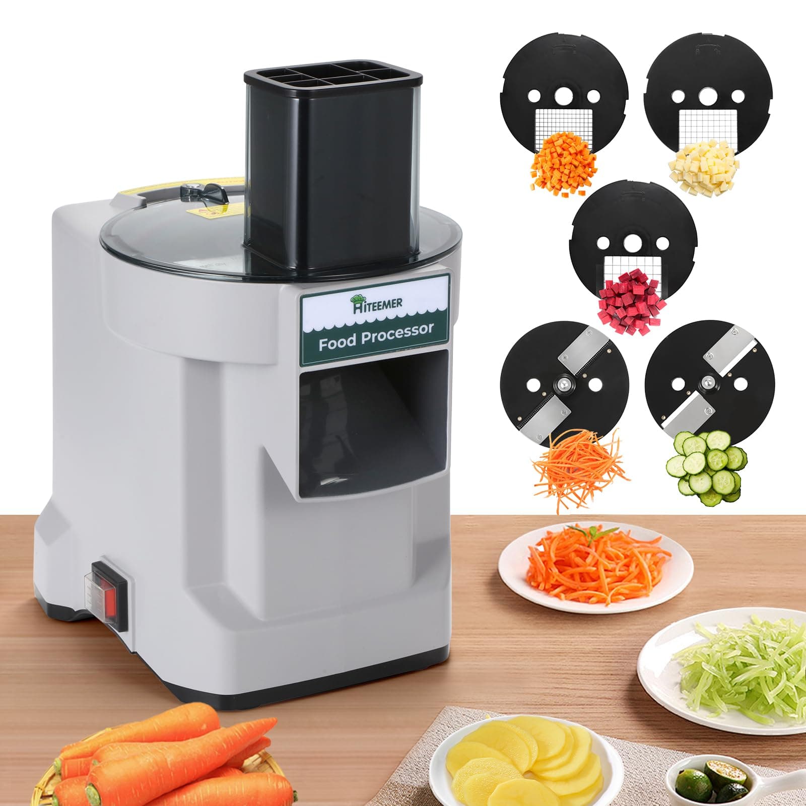 5-in-1 Electric Multifunctional Vegetable Chopper - Automatic Onion Masher & Potato Slicer - Non-slip Base - Alloy Steel Blade & Body - Light Grey