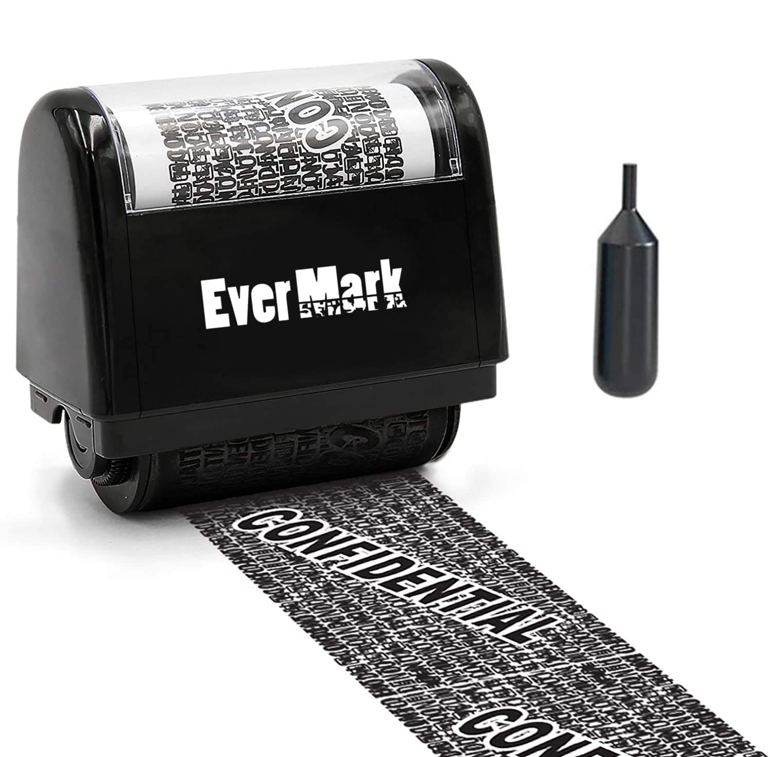 Evermark Identity Protection Roller Stamp, Confidential Roller Stamp Identity Theft Prevention Security Stamp, Perfect for Data Privacy ID Protection and Address Blocker - Redacting Marker Ink Roller