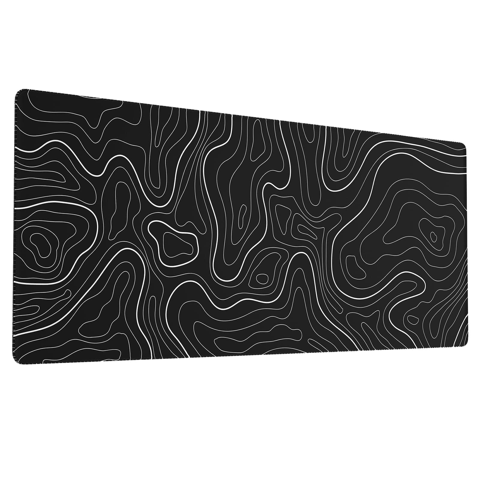 Large Gaming Mouse Pad with Stitched Edges, Topographic Map Topo Mousepad Gaming, Extended XL Large Mousepad with Anti-Slip Base, Cool Mouse Pads for Desk, 31.5 x 11.8 in, Black