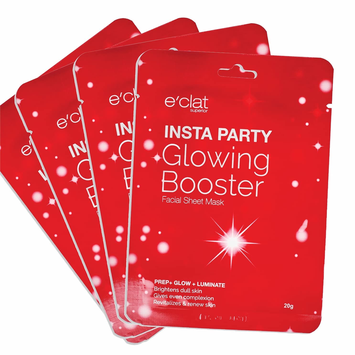 INSTA PARTY Glowing Booster sheet mask combo (pack of 4)