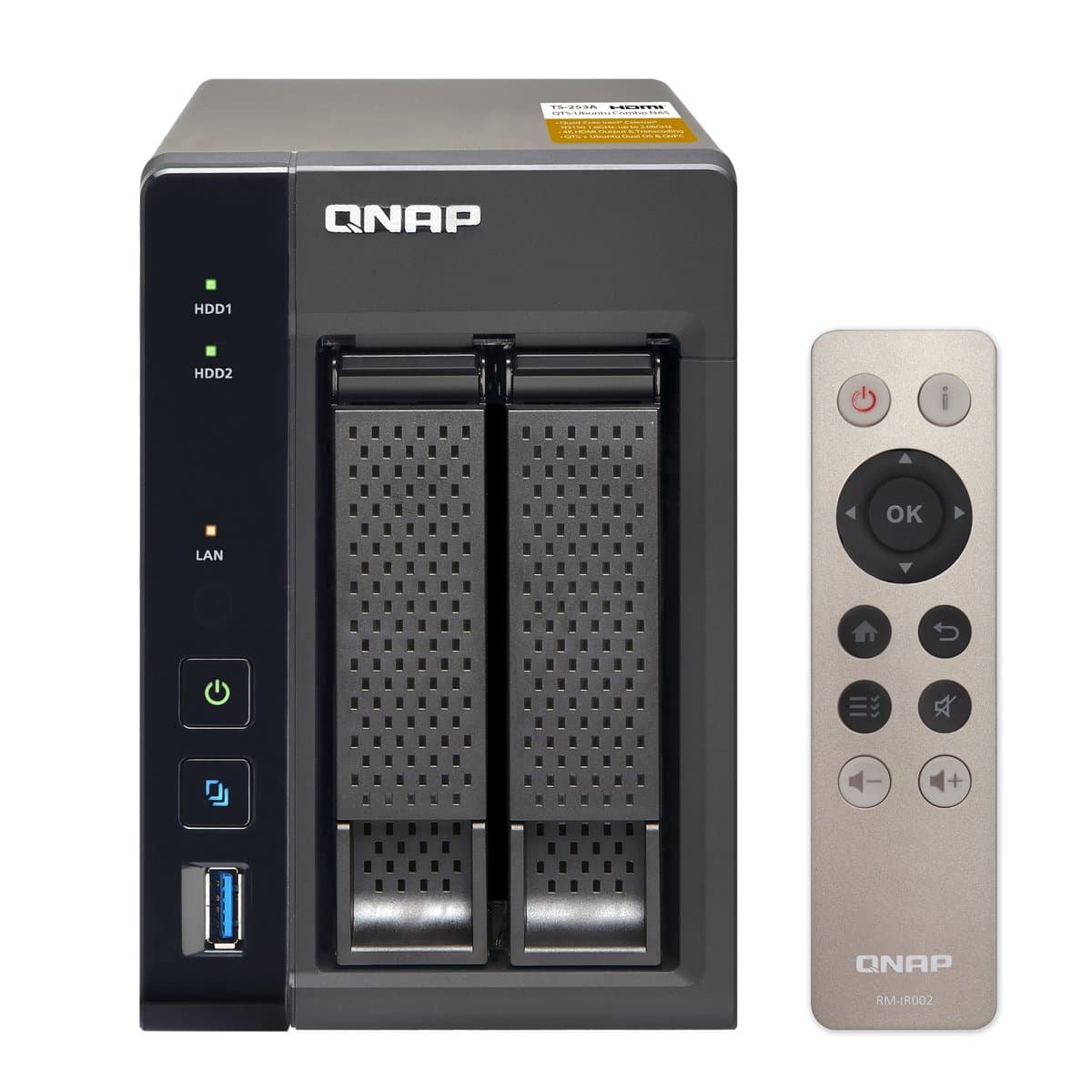 QNAP TS-253A 2-Bay Professional-Grade Network Attached Storage, Supports 4K Playback (TS-253A-4G-US)