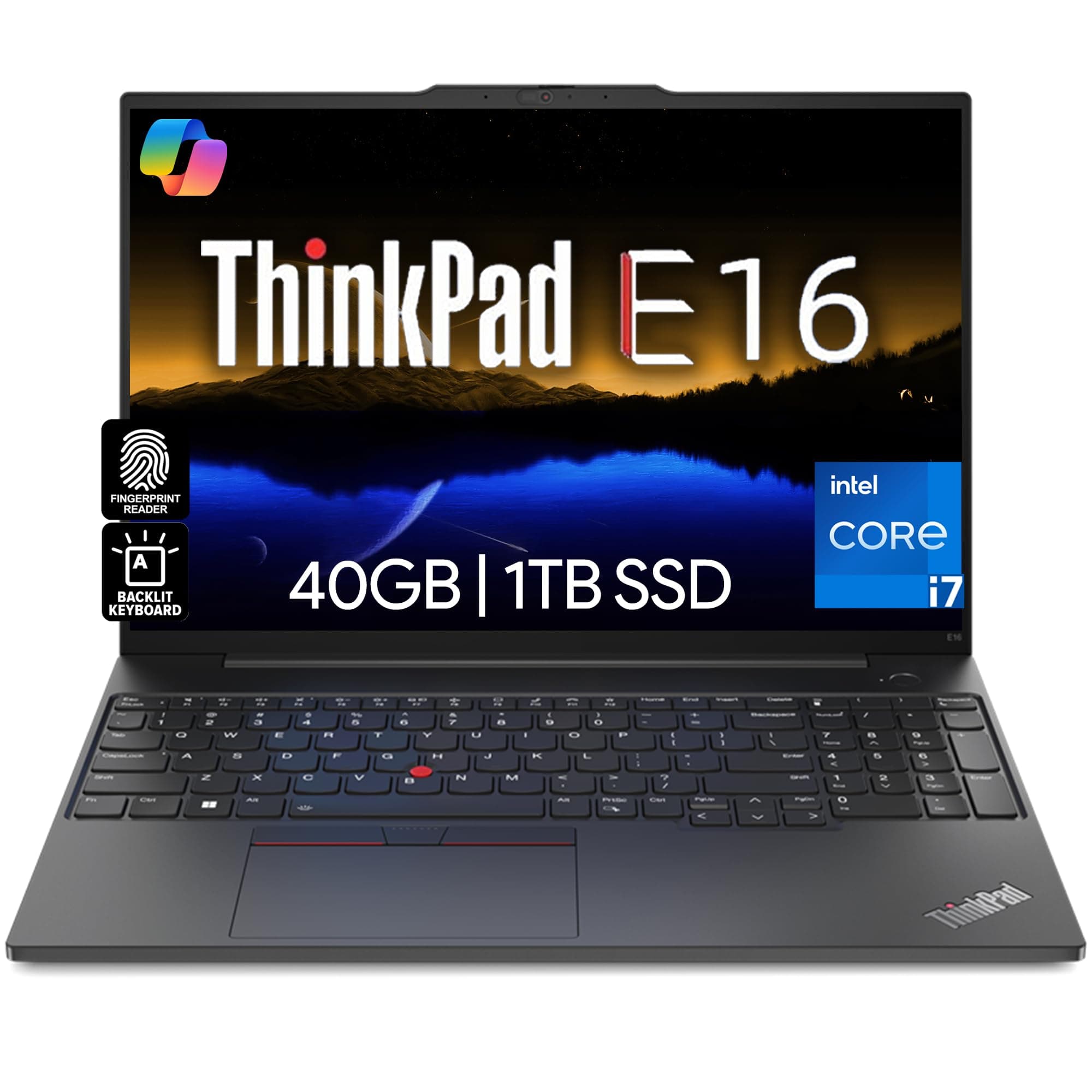 Oemgenuine Lenovo ThinkPad E16, WUXGA 16" IPS, Intel 10 Core i7-1355U, 40GB RAM, 1TB NVMe, Fingerprint, Backlit KB, WiFi 6, Bluetooth, RJ-45, W11P, Business Laptop