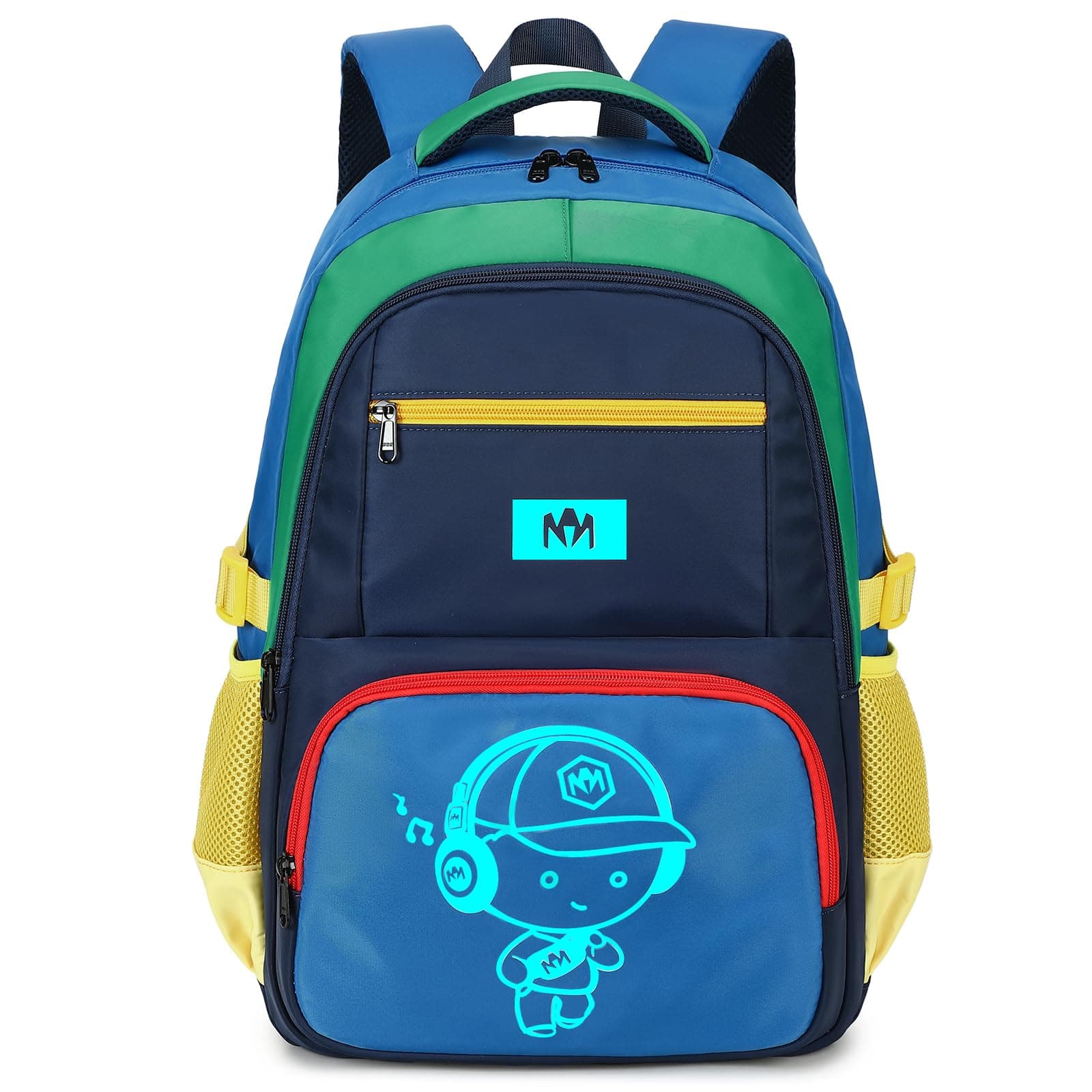 Bluboon Kids Backpack Boys Camo Bookbag Teens Elementary School Bag Daypack Travel Back Pack Middle school (Yellow green with blue background)