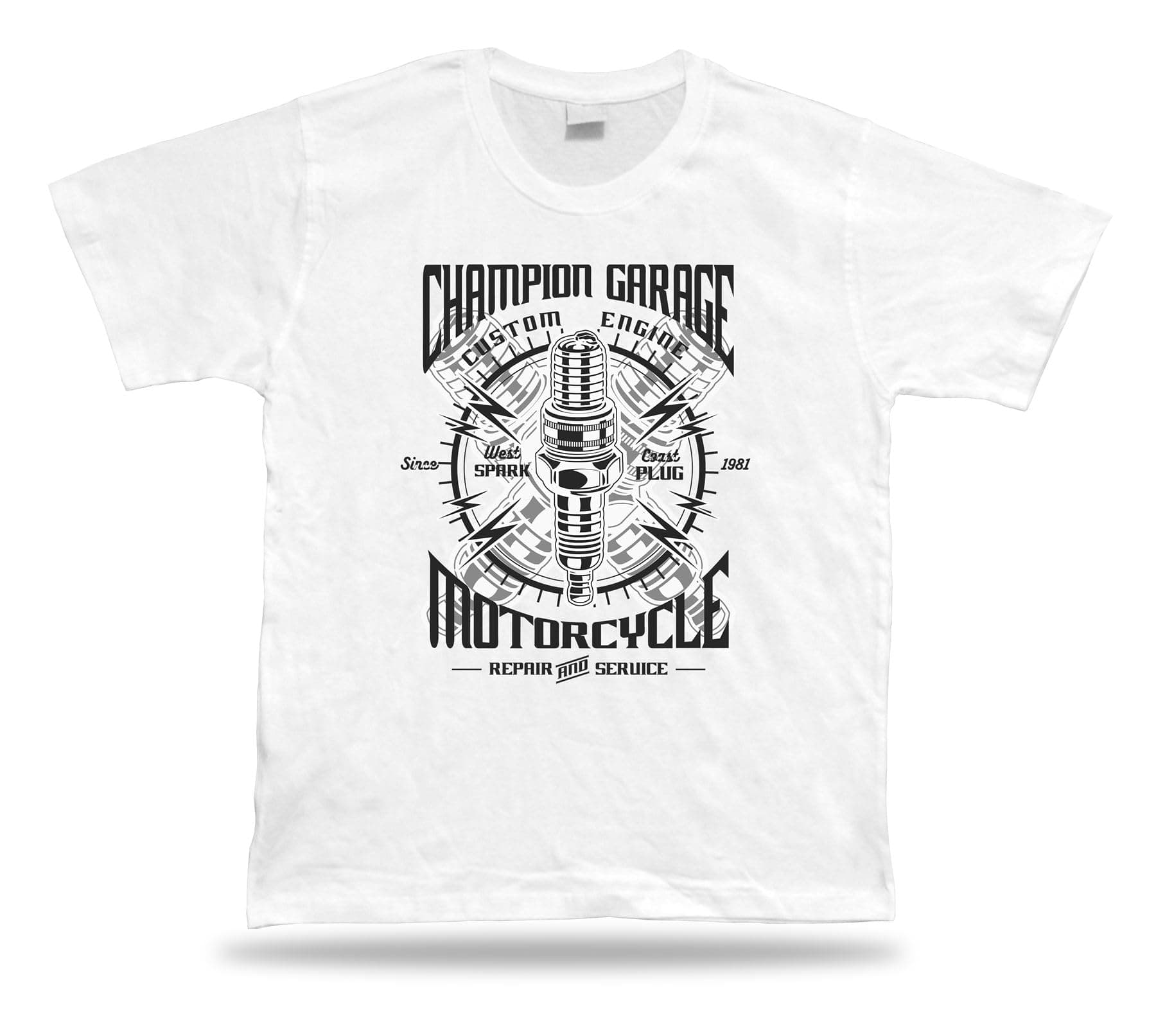 APSRA RETAILSpark Plug motorcycle cool t shirt tee design idea unisex apparel Casual T-Shirt Half Sleeve Round Neck Printed Men's t shirt