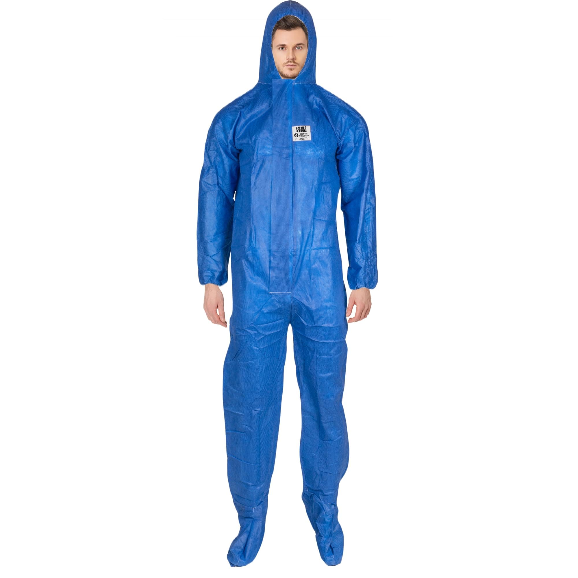 ATERET Disposable Coveralls I 5 Pack, Blue I Protective Suit, Fire Retardant, Full Body Suit w/Attached Hood for Oil & Gas