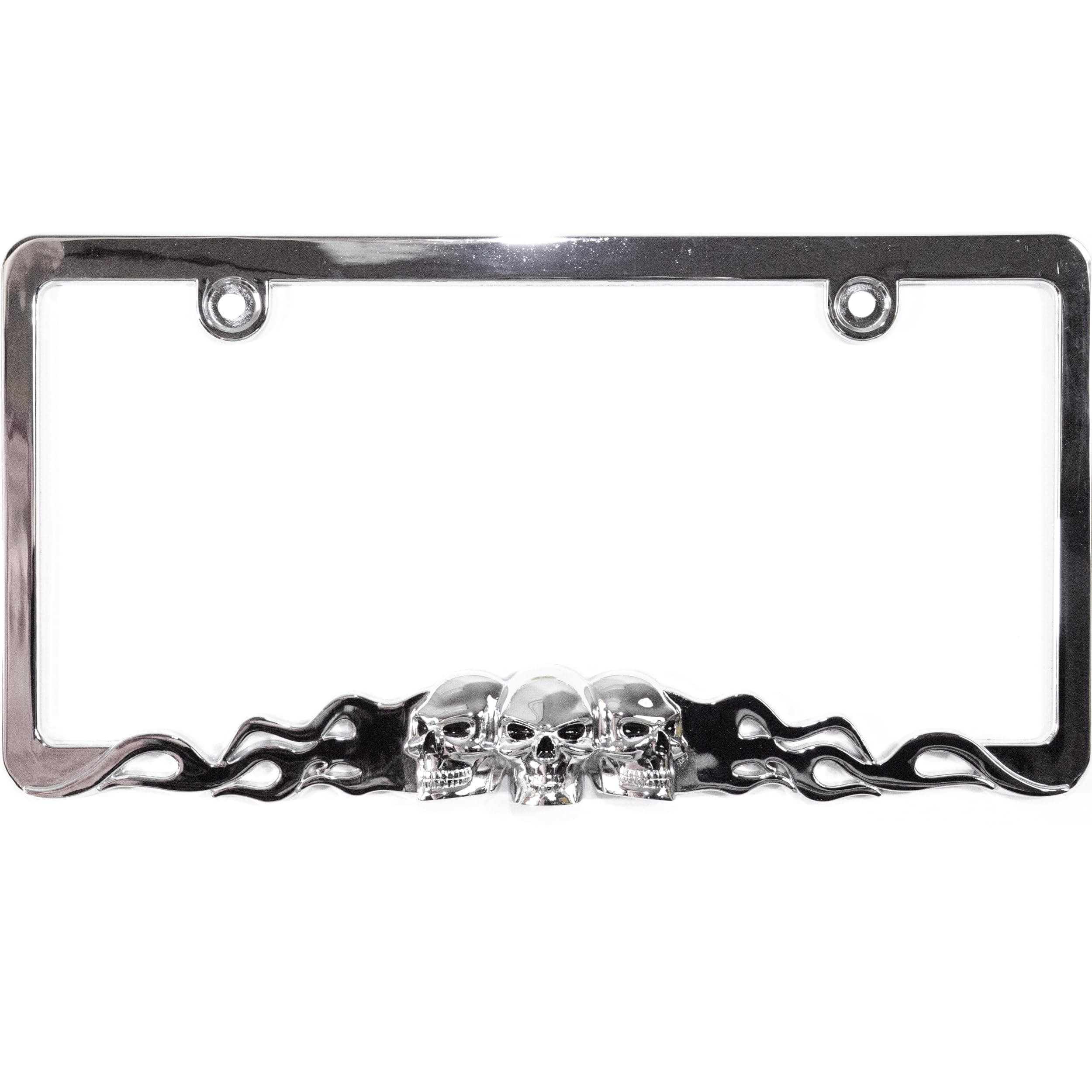 Custom Accessories 92812 Skull in Flames License Plate Frame