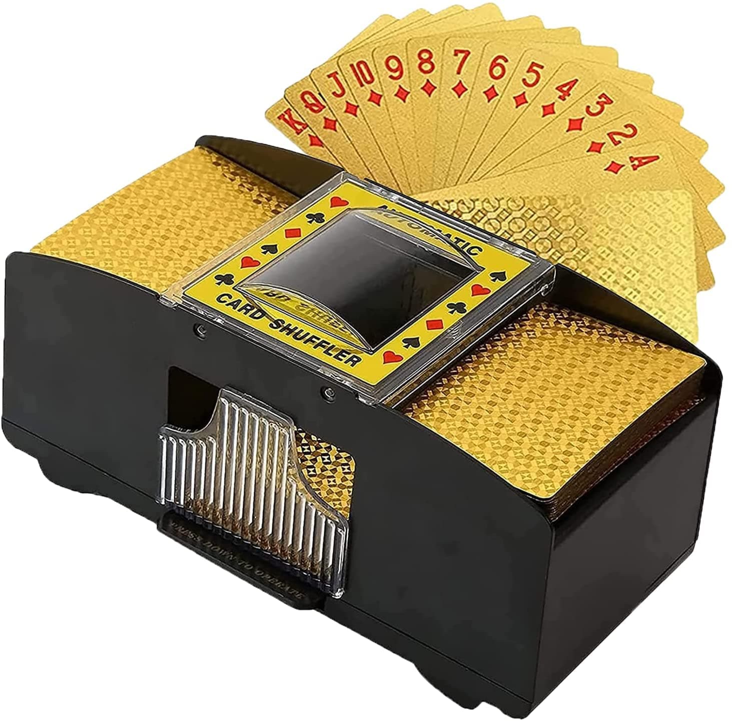 Alysontech Automatic Card Shuffler (1-2 Deck), Battery Operated Electric Card Shuffler Machine, for Family Party Poker/Blackjack/UNO