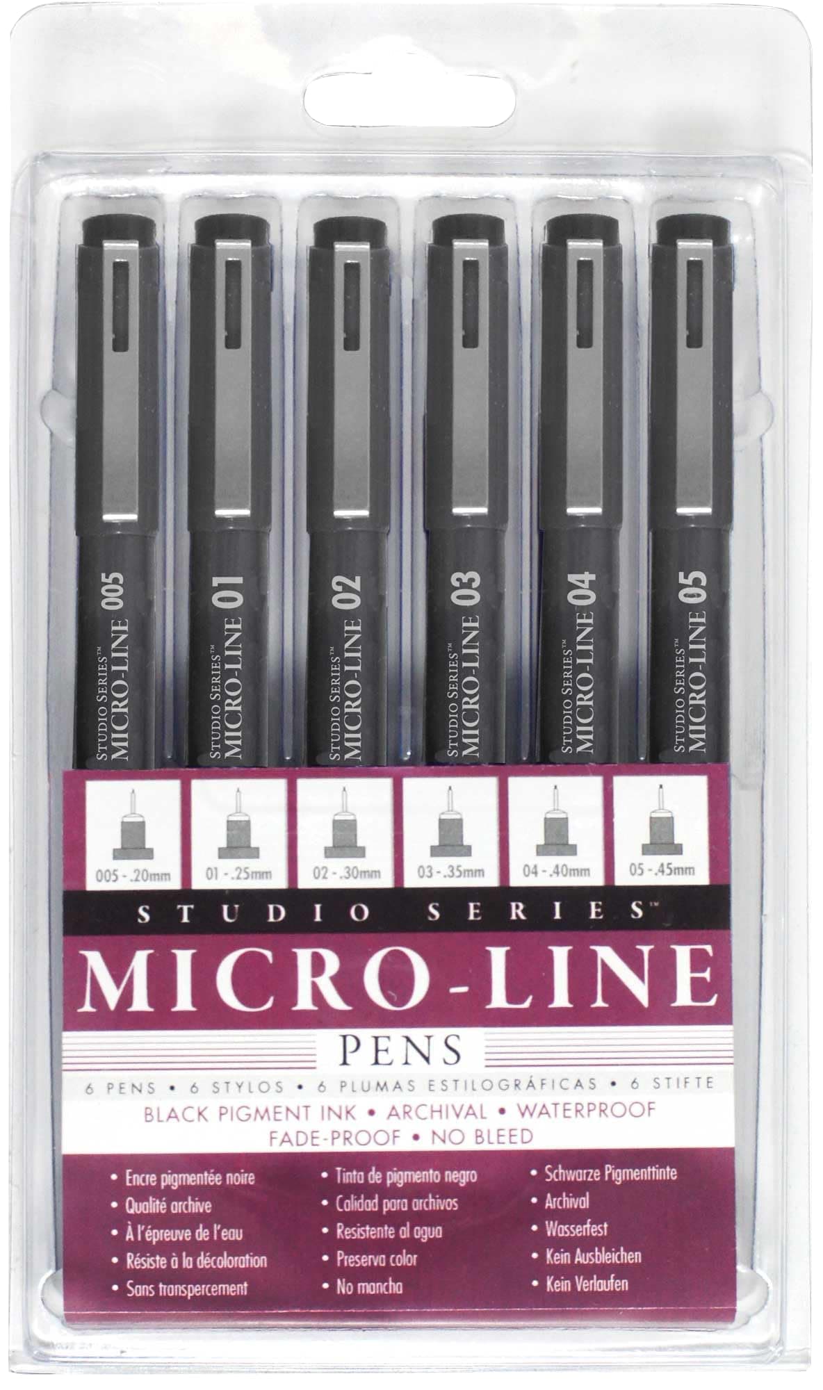 Studio Series Micro-Line Pigment Ink Pen Set (Set of 6)