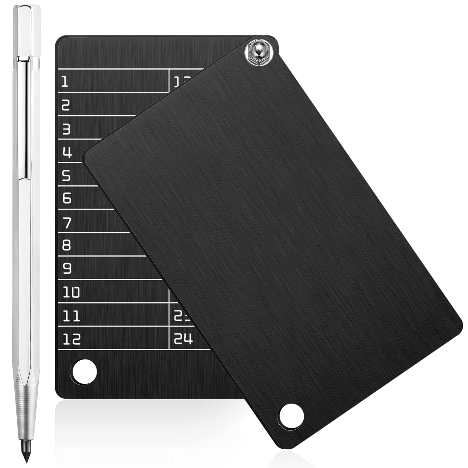 Hotop 2 Pcs Crypto Wallets and 1 Pcs Metal Plate Marking Pen, Cryptocurrency Wallets for Hardware Cold Backups Seed Storage for Bitcoin Compatible with Bip39 Hardware(Black)