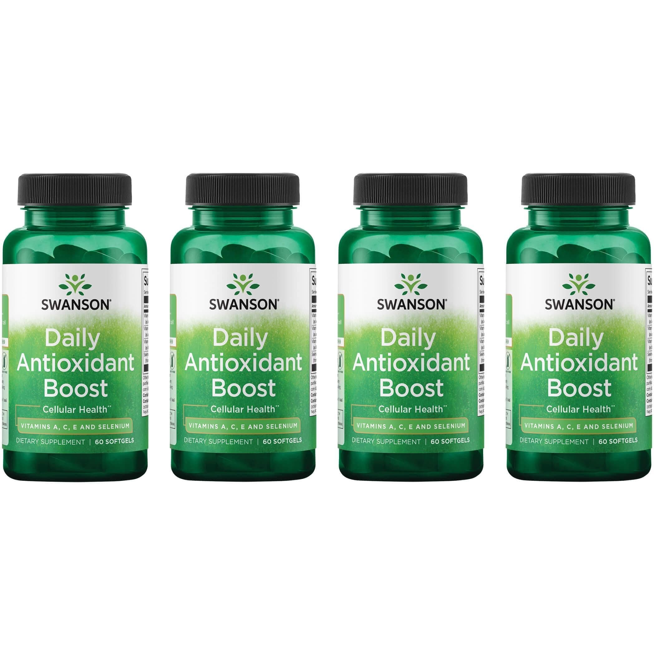 Swanson Vitamins Daily Antioxidant Boost - Promotes Cellular Health & Immune Support - Supports Natural Defensive Nourishment - (60 Softgels) 4 Pack