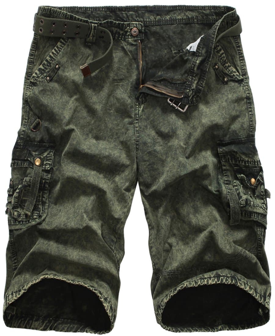 Men's Cargo Shorts Relaxed Fit with Multi Pockets (34, Iron Green)