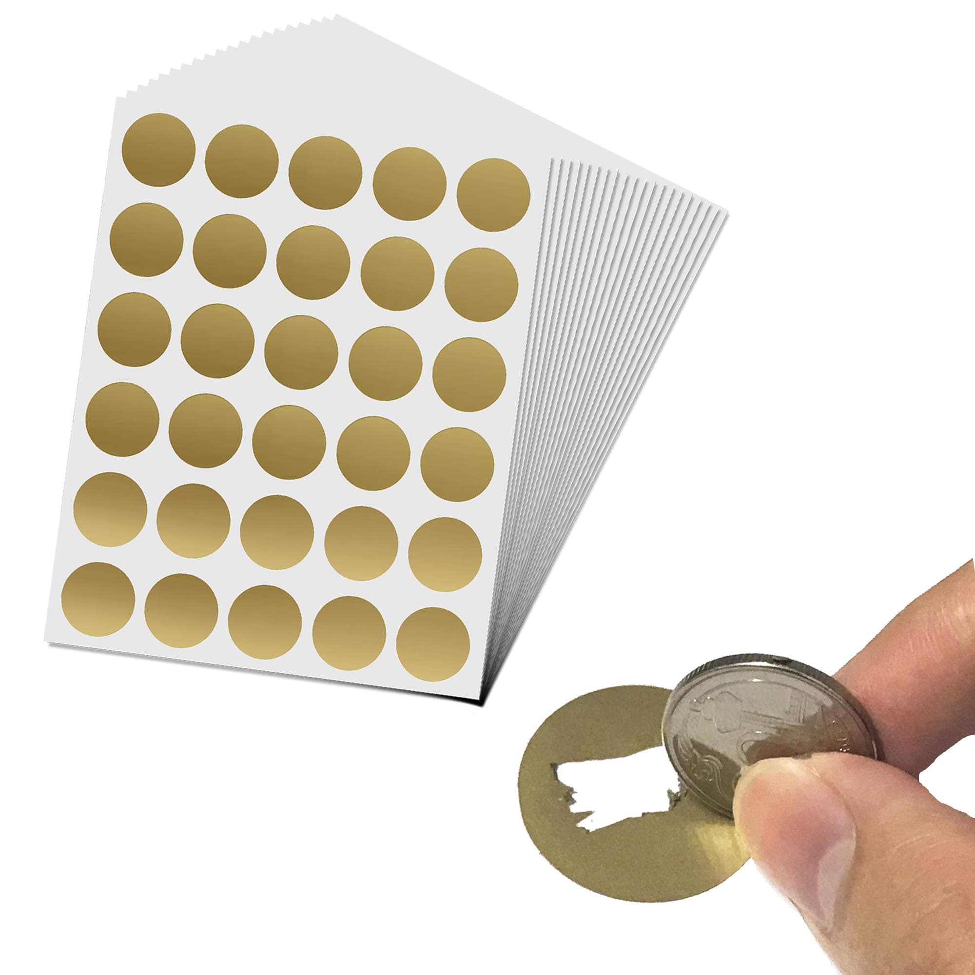 900 Pack, 1" Scratch Off Stickers Labels, Round Circle - Gold