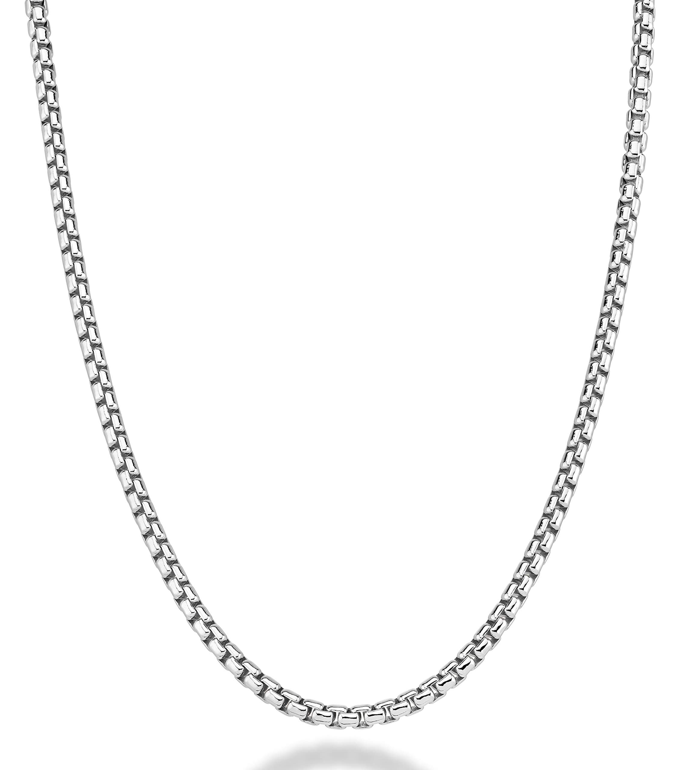 Miabella Solid 925 Sterling Silver Italian 3.5mm Square Rolo Link Round Box Chain Bracelet for Women Men, 7, 7.5, 8, 8.5, 9 Inch Made in Italy