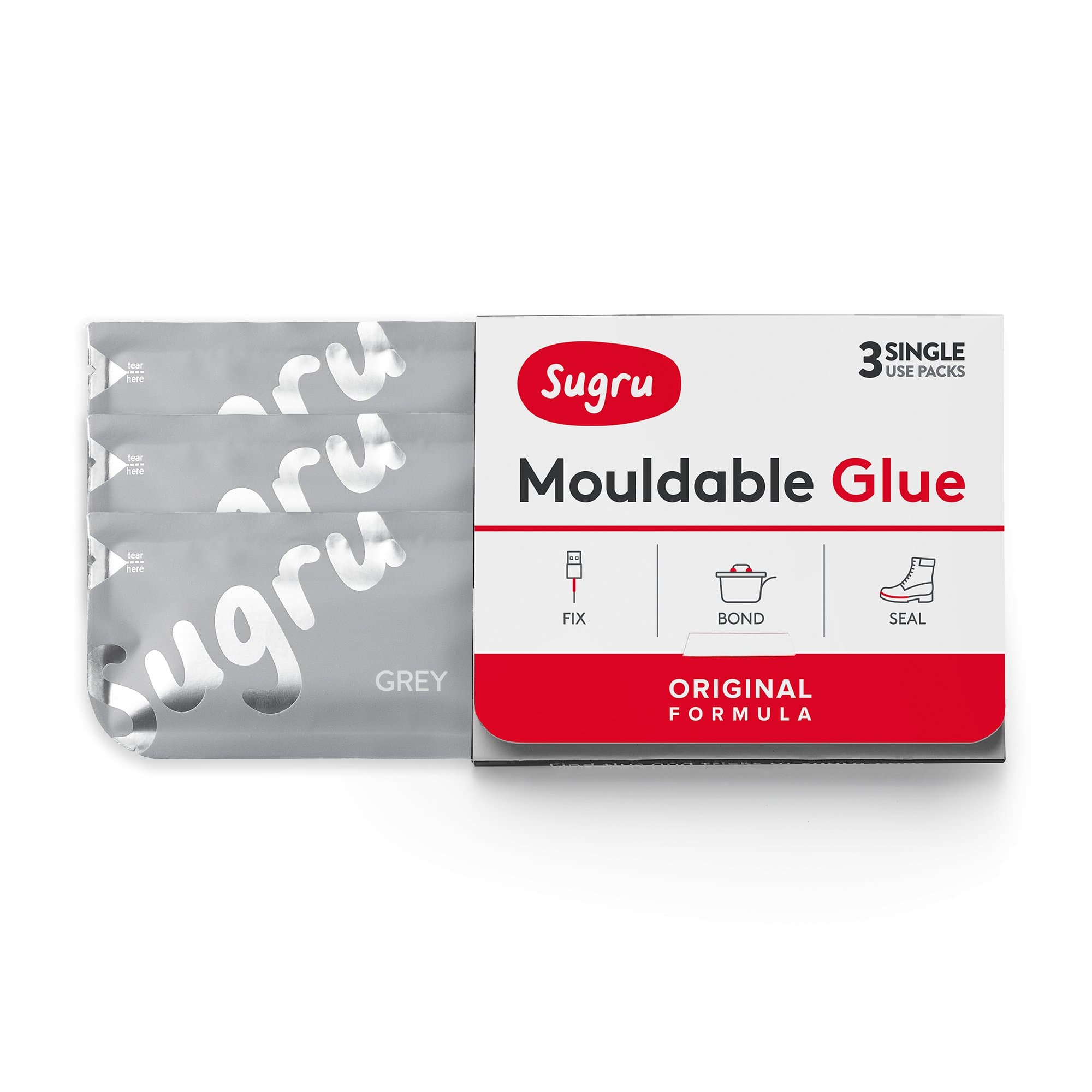 Sugru Mouldable Glue - Grey (Pack of 3)