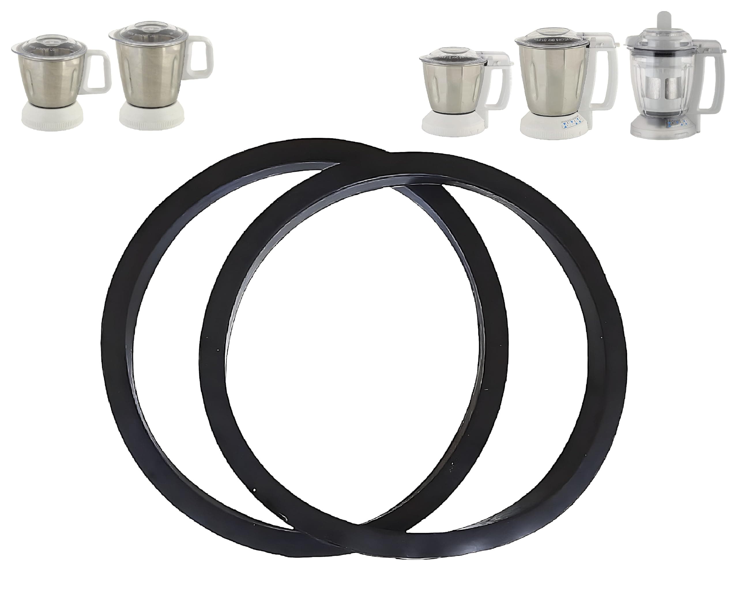 AJS spares- Medium/Big Jar gaskets for "PANASONIC/NATIONAL PANASONIC" Mixer Grinder Jars | Mixer Grinder Replacement Parts (2 Units, Black) (Medium/Big Gaskets_12.6 cm)