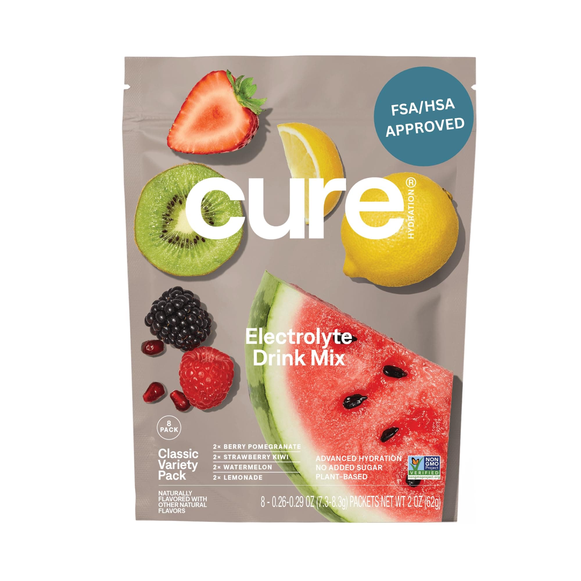 Cure Hydrating Electrolyte Mix Gift Set | Electrolyte Powder for Dehydration Relief | Made with Coconut Water | No Added Sugar | Vegan | Paleo Friendly | 8 Servings Variety Pouch