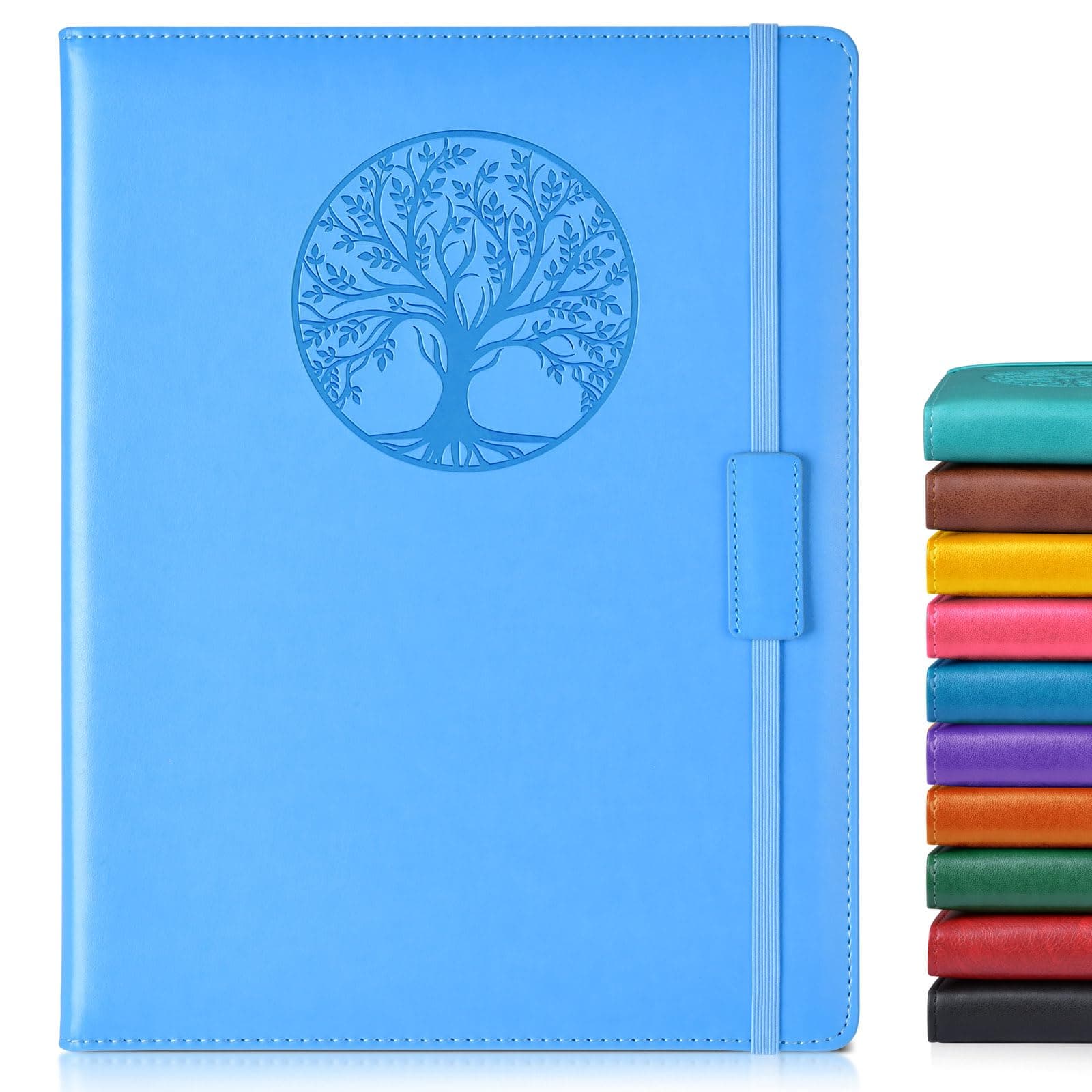 Lined Journal Notebook for Women Men,256 Pages A4 Large Hardcover Leather Journals for Writing,Travel,Business,Work,School,College Ruled Notebooks for Note Taking,Diary Notepad 8.6"×11"(Light blue) Unknown Binding