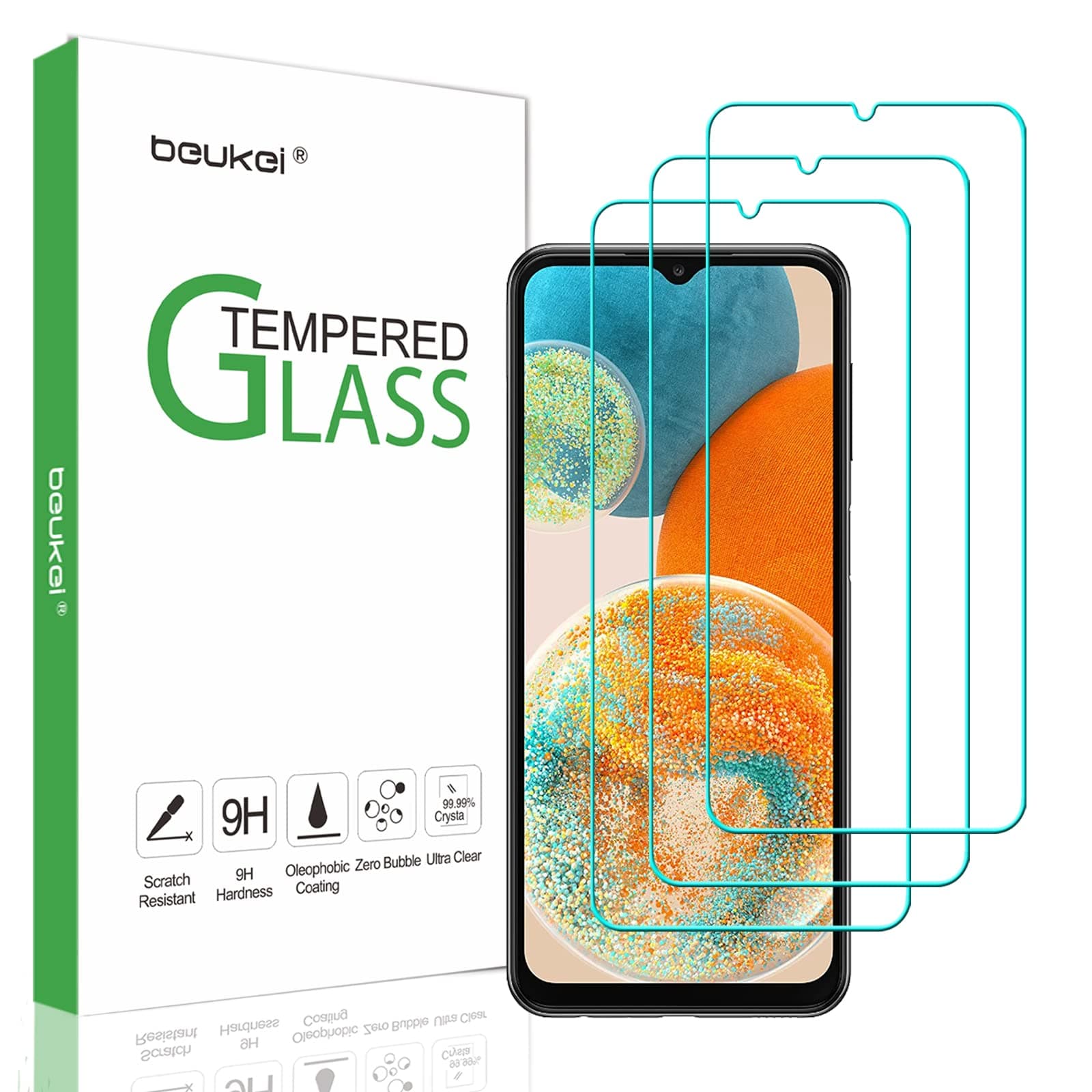 (3 Pack) Compatible for Samsung Galaxy A23 5G / Galaxy A23 Screen Protector Tempered Glass,Touch Sensitive,Case Friendly, 9H Hardness