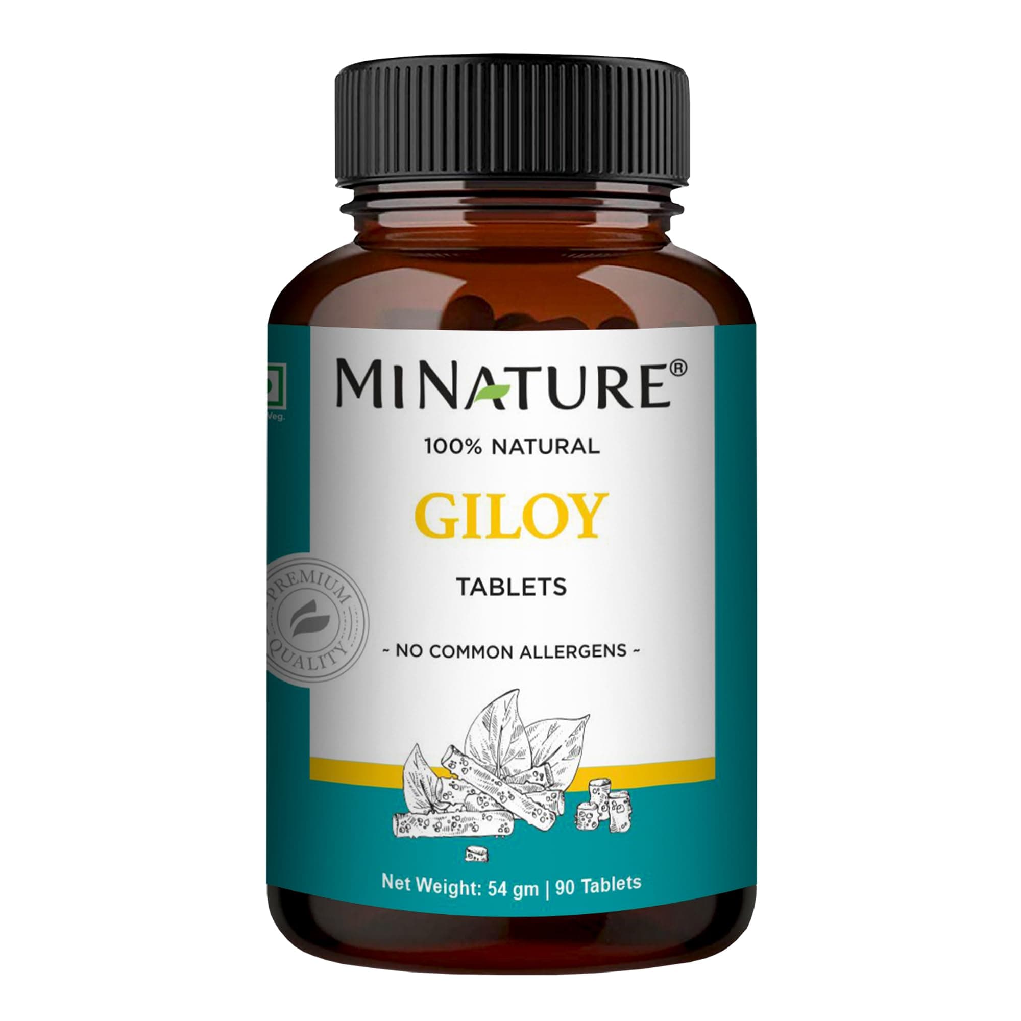 Giloy Tablets by mi Nature | 90 Tablets, 1000 mg | 45 Days Supply | 100% Natural Giloy Tablets | Guduchi Tablets | Vegan | from India