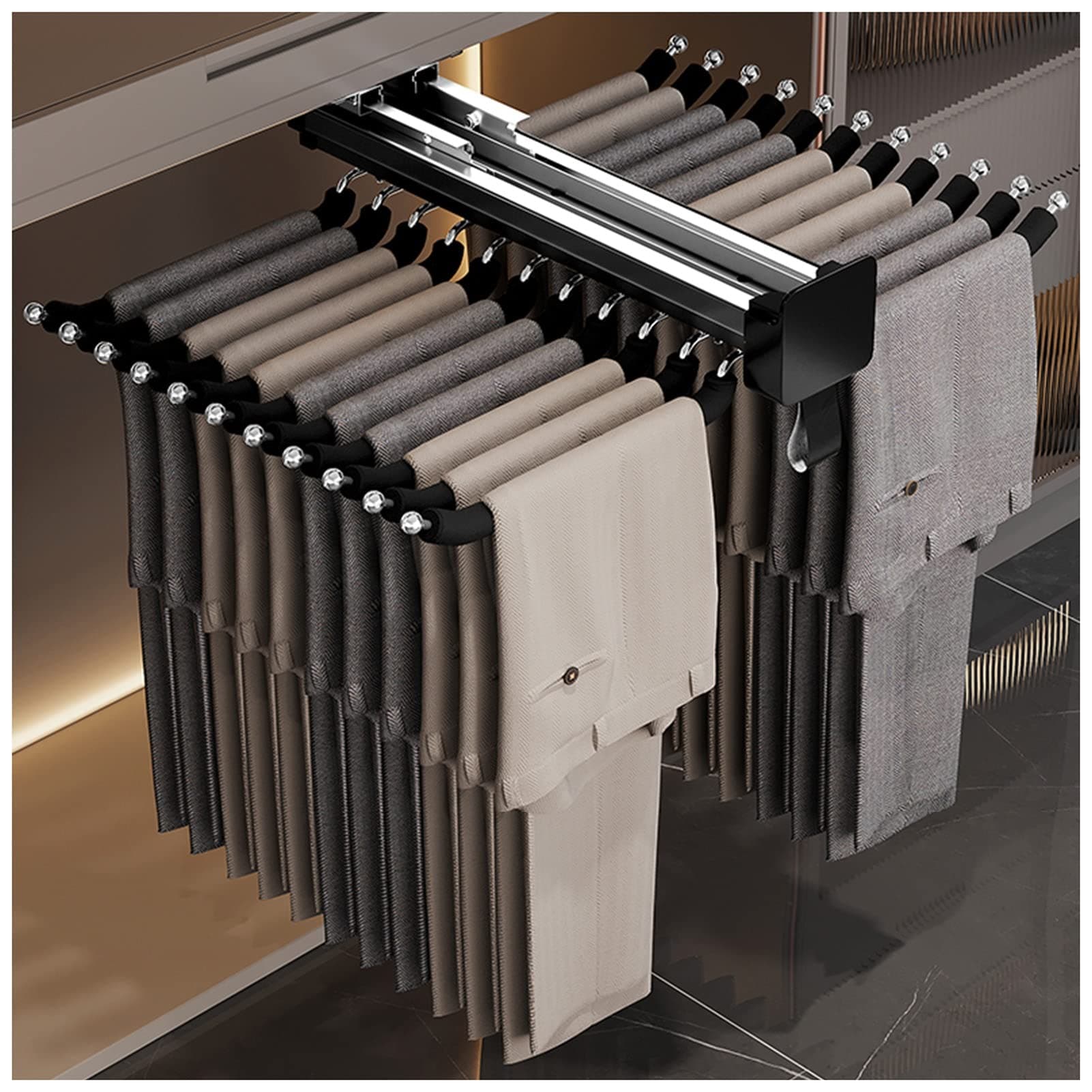 Pull Out Trousers Rack Extendable Clothes Rail For Clothes Towel Scarf Trousers Tie Trousers Hanger Space Saving And Storage