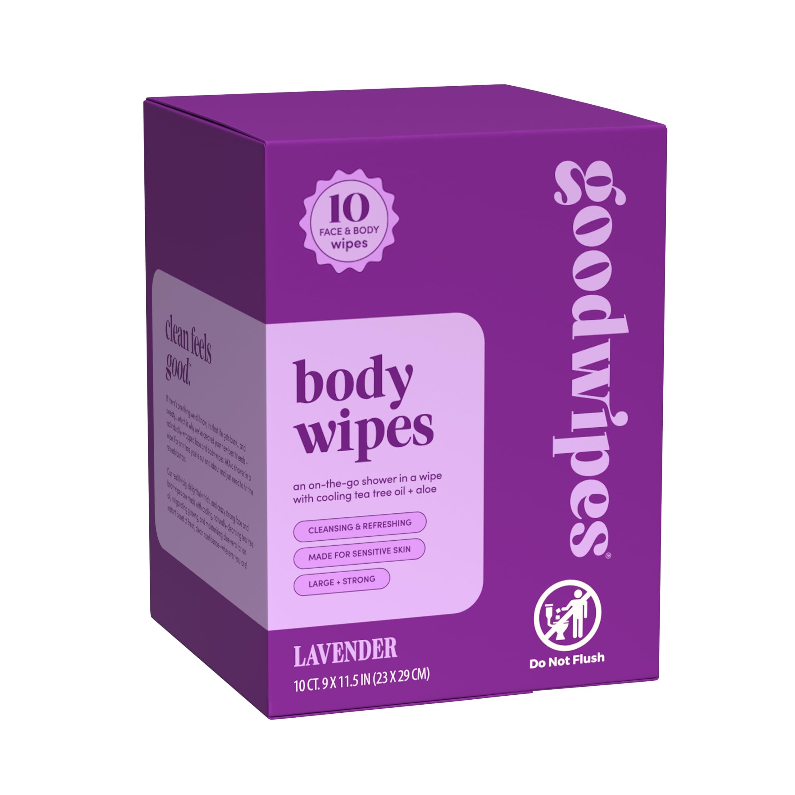 GoodWipes - Deodorizing Body Biodegradable Wipes - For Gals with Vitamin E and Aloe (10 Count)