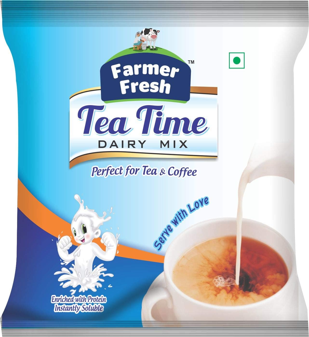 Farmer Fresh Tea Time Dairy Mix – Low-Fat Milk Powder for Tea & Coffee – 12 g Sachets (Pack of 40) – Creamy, Delicious & Convenient