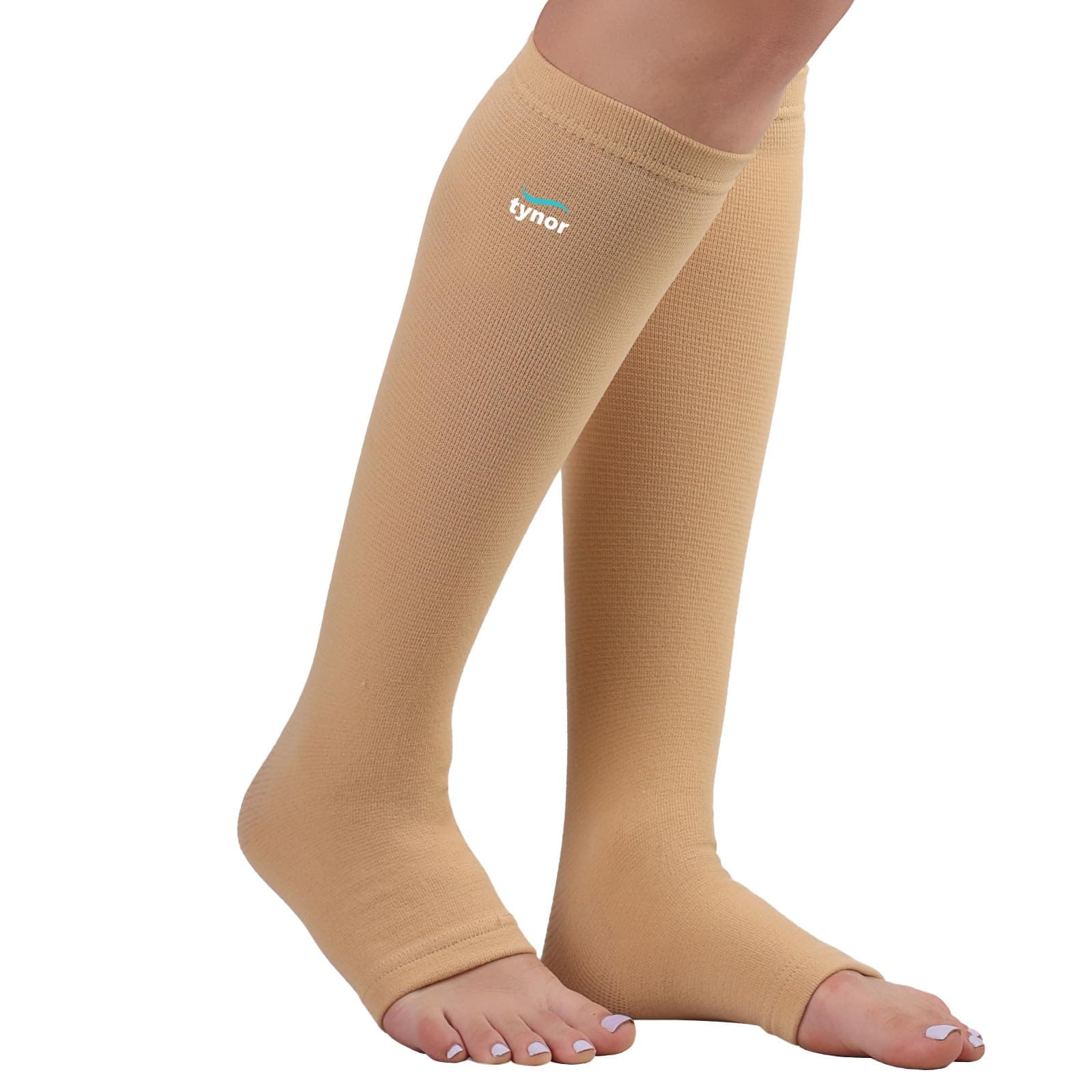 Tynor Compression Stocking Below Knee Classic, Beige, Medium, 1 Pair