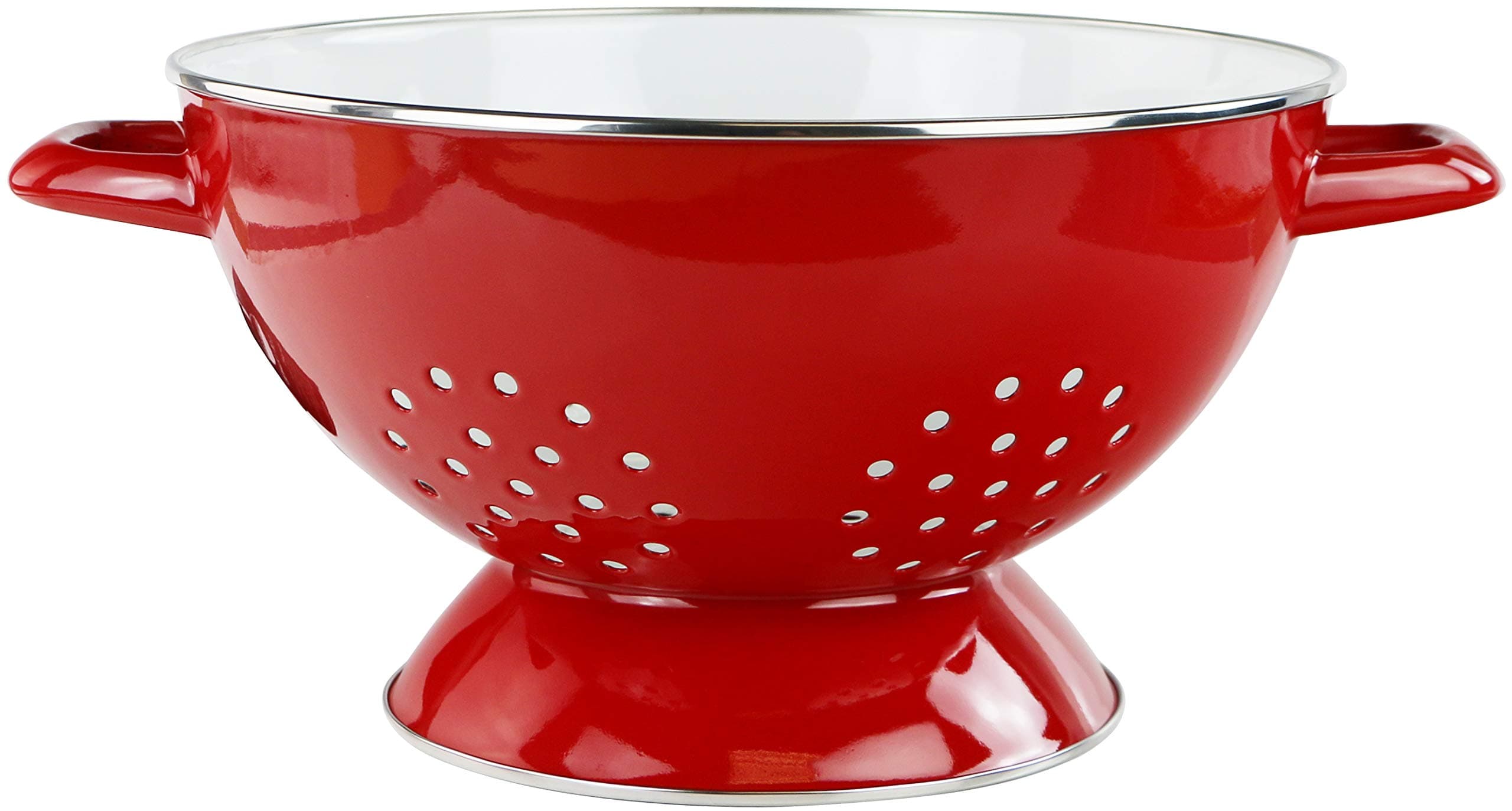 Calypso Basics by Reston Lloyd 5 Quart Enamel-on-Steel Colander, Large, Red