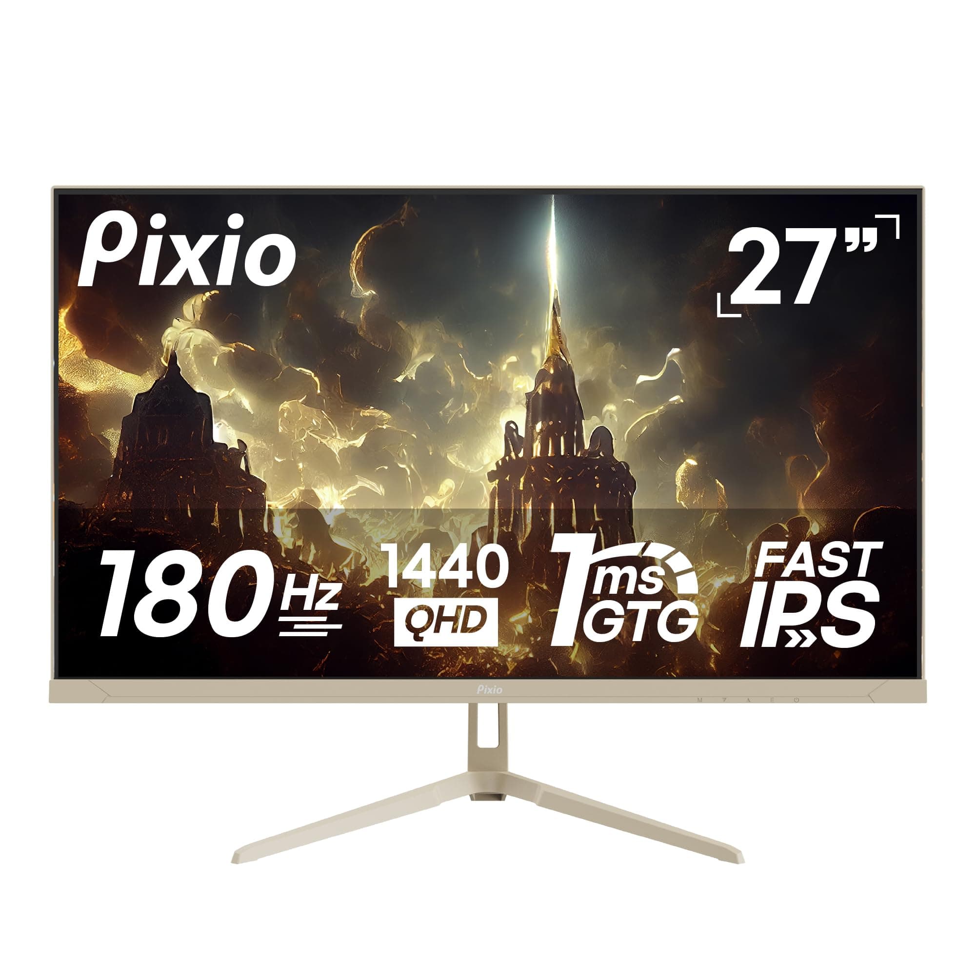 Pixio PX278 Wave Beige 27 inch 180Hz Refresh Rate Quad HD 1440p Resolution Fast IPS Panel 1ms GTG Response Time Built-in Speakers Gaming Monitor with AMD FreeSync