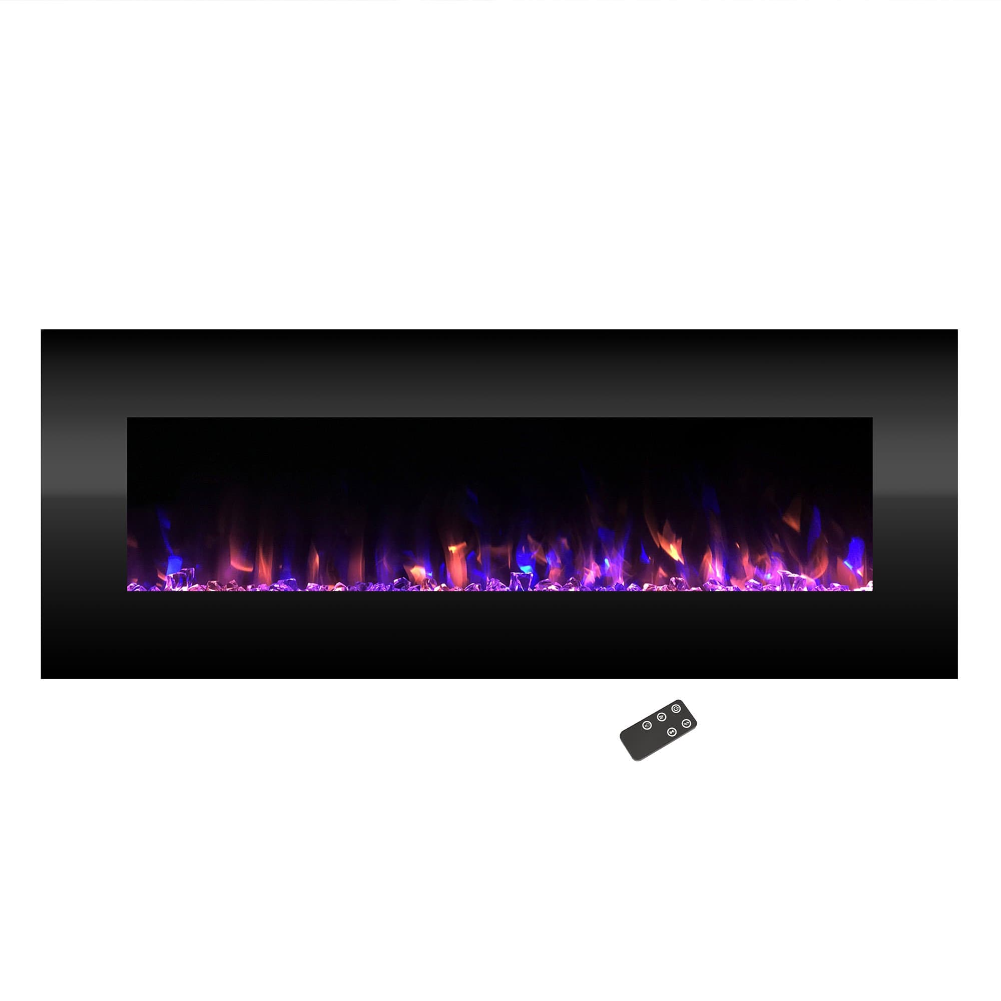 Northwest 54” Electric Fireplace-Wall Mounted Color Changing LED Fire and Ice Flames, NO Heat, Multiple Decorative Options and Remote Control, Black, (L) 54” x (W) 4.75” x (H) 20” (80-2000A-54-NH)