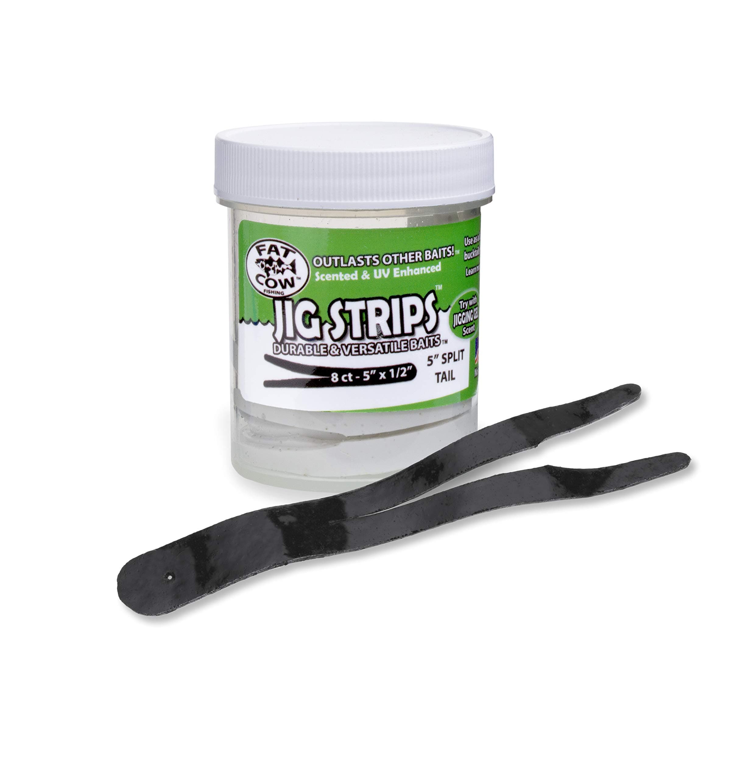 Fat Cow Jig Strips Split Tail 5" - 40X Stronger Than Soft Baits - 8 ct