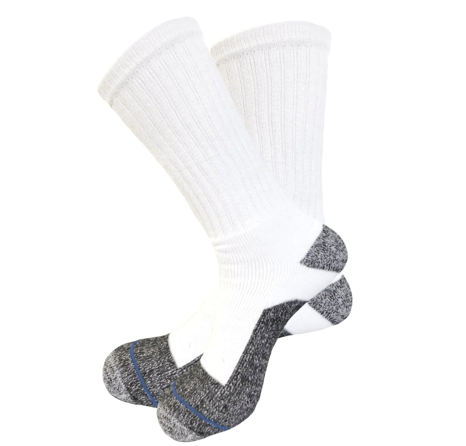 4 Pack Crew Premium Heavy Socks Cotton Long Mid Calf Sports Socks Size 10-13 (White/Black)