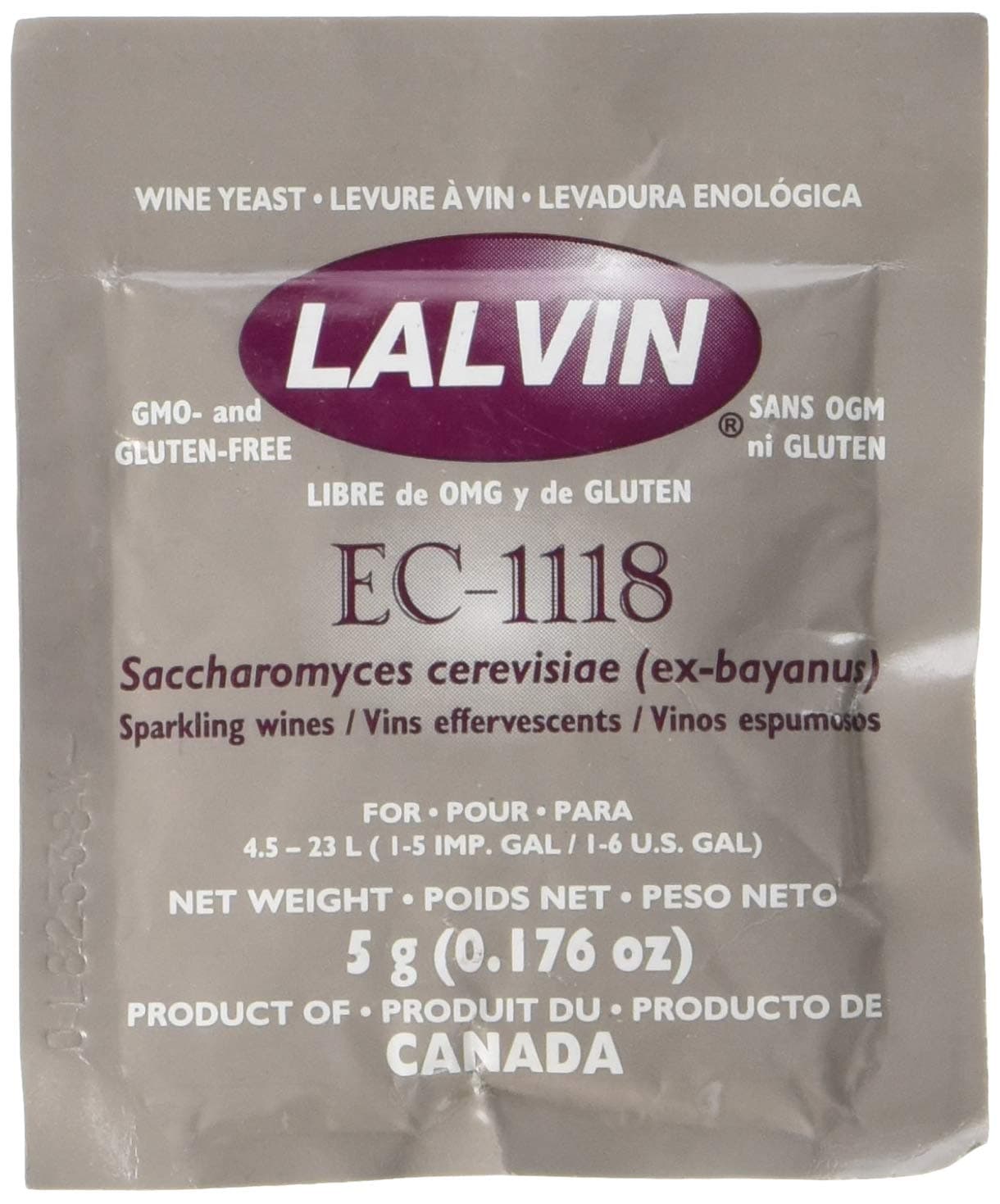 1 Pack Ec-1118 Saccharomyces Bayanus (5G Pouch)