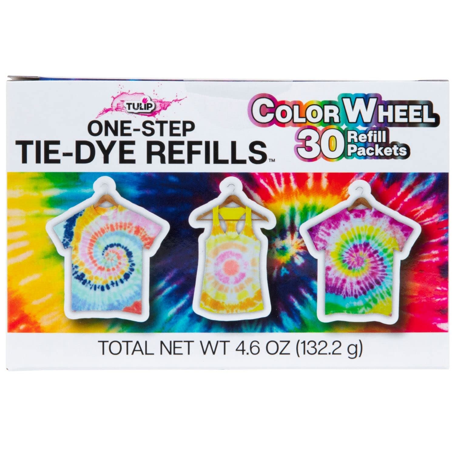 One-Step Tie-Dye Refills, Color Wheel, Permanent Fabric Dye, 30 Pack
