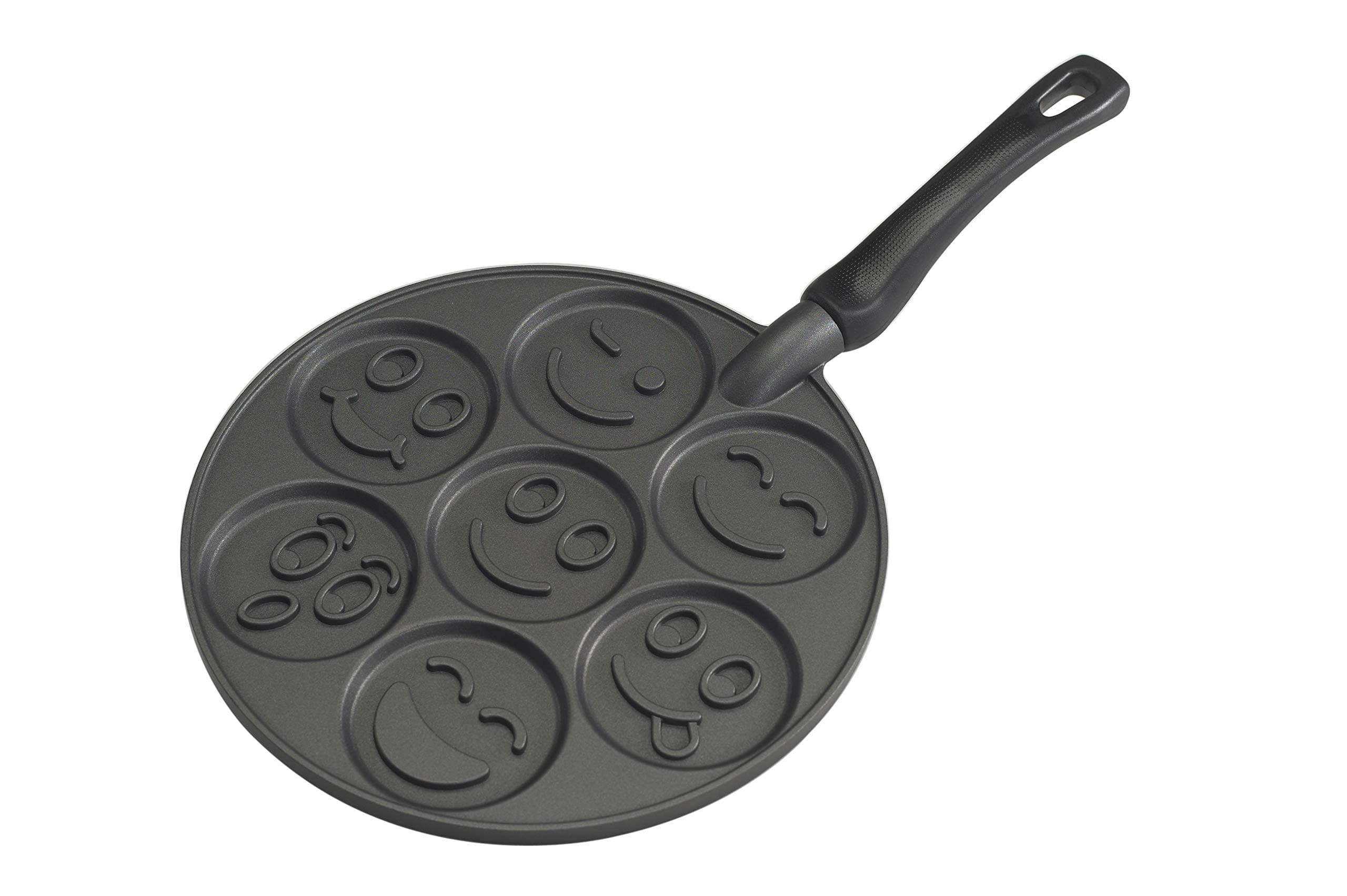 Nordic Ware Non-Stick Smiley Face Pancake Pan, Black, 10 1/2 inch diameter, 1920