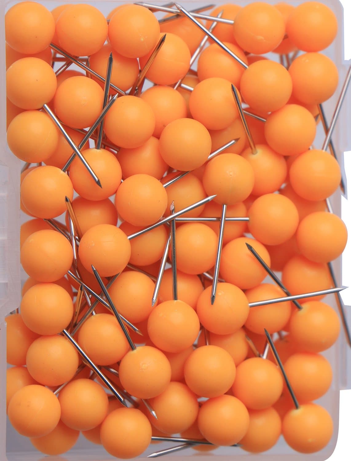 Anmiao Star100pcs Map Tacks Push Pins 1/4 Inch Diameter Plastic Round Head and Steel Needle Points,Used for Marking Variety DIY Craft Office and Home on Map,Bulletin Board or Cork Boards(Orange)