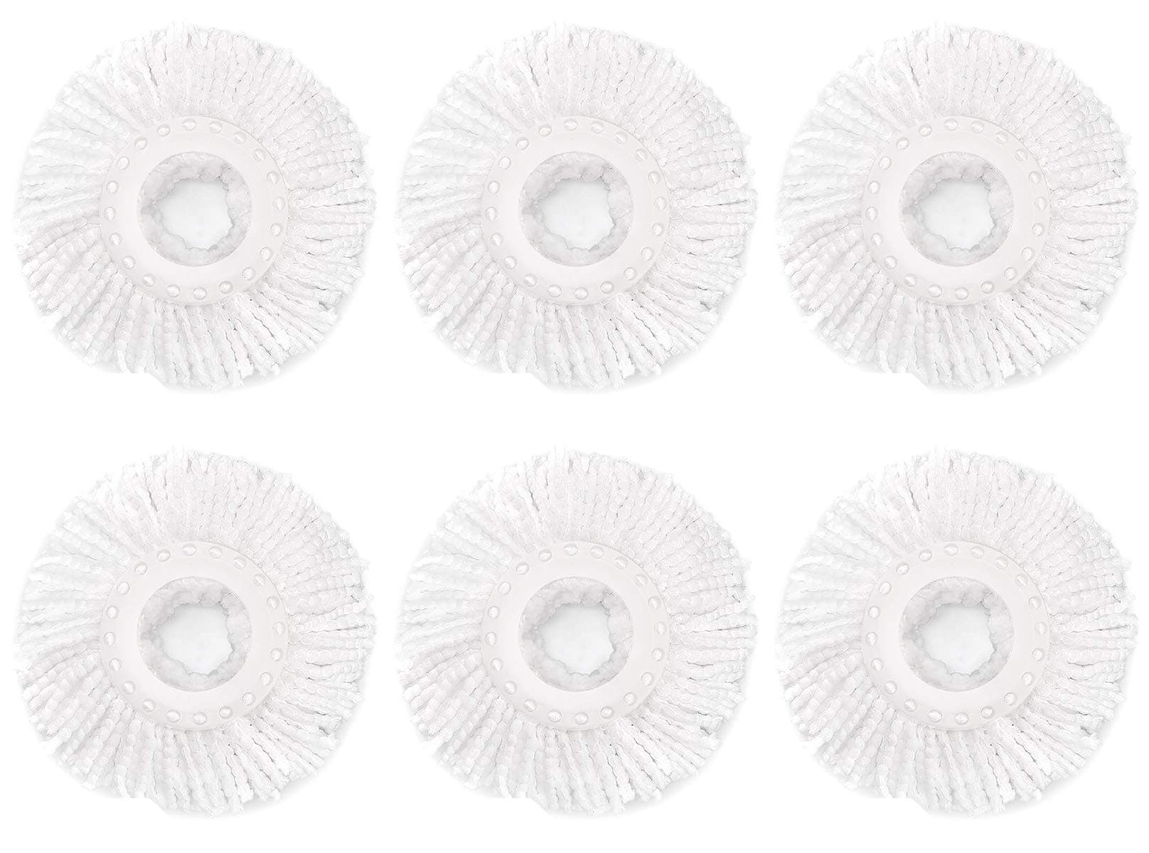 6 Pack Spin Mop Replacement Head for Hurrica, Mopnad, Cassabel and Other 360 Spin Mop Systems, Microfiber Spin Mop Refills (6pc-White)