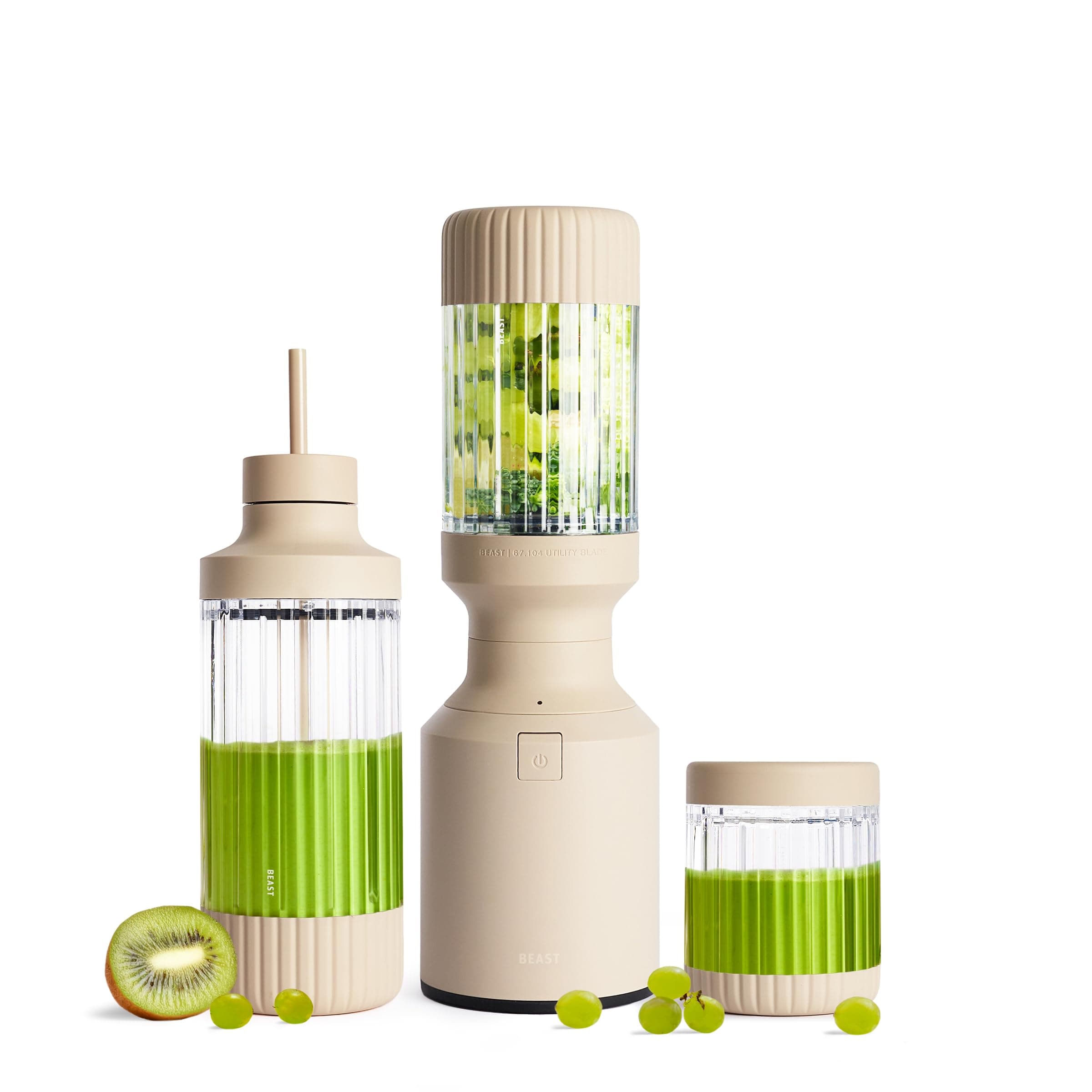 Mighty 850 Plus | Premium Compact Personal Blender | Smoothies, Shakes, Dressings, Sauces | Blends Ice and Frozen Fruit | New XL Vessel | Extra Vessels, Lids and Straws | 850W (Sand)