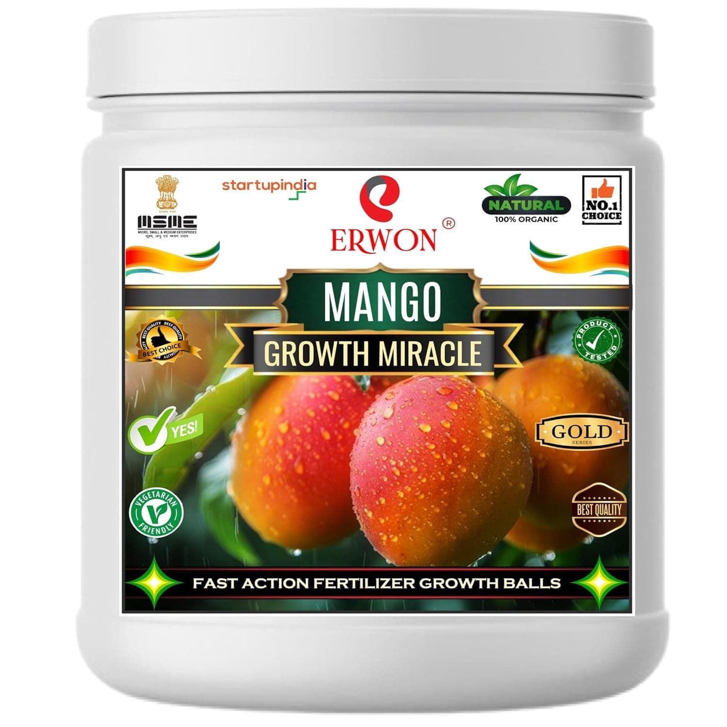 Erwon® Mango GROWTH MIRACLE Fertilizer, Fast Action Organic Granules for rapid Growth and Heavy Flowering and Bigger Fruits. (900 gm)