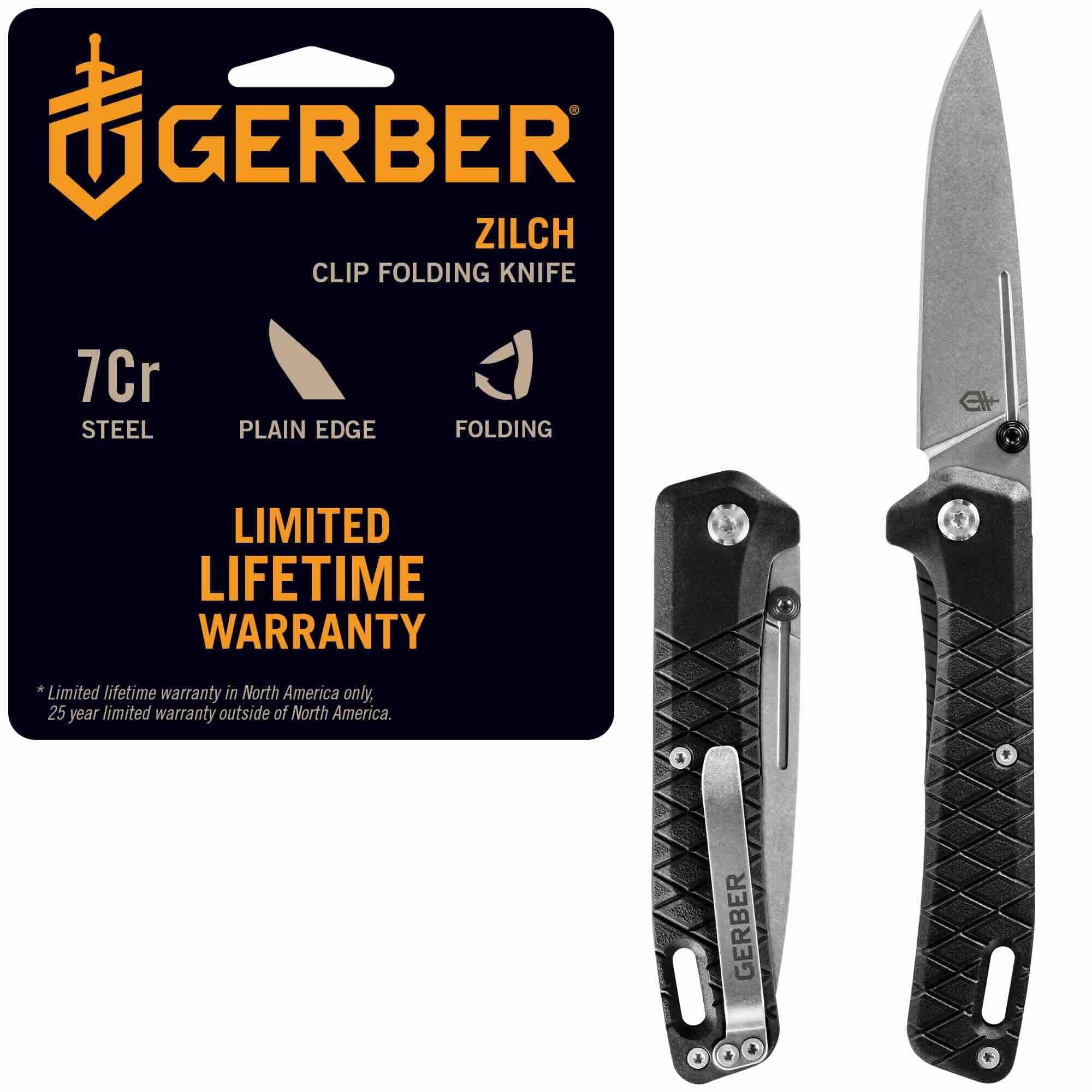 Gear Zilch Pocket Knife with 3.1" Plain Edge Blade, Folding Knife with Clip, Lightweight, EDC Gear and Equipment