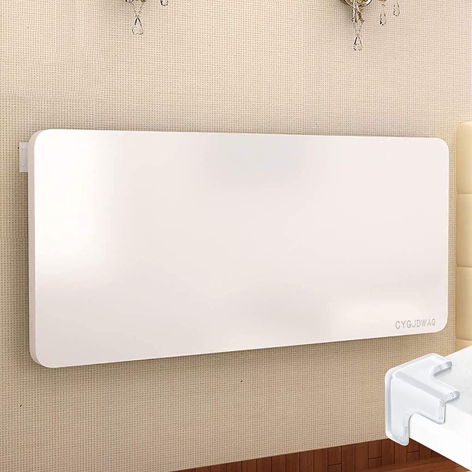 CYGJDWAQ Laundry Folding Table, Lacquered Wood Wall Mounted Table, Bracket Heavy Duty, Stable Sturdy Wall Table for Kitchen Laundry Room Restaurant (Color : White, Size : 30cm×100cm)