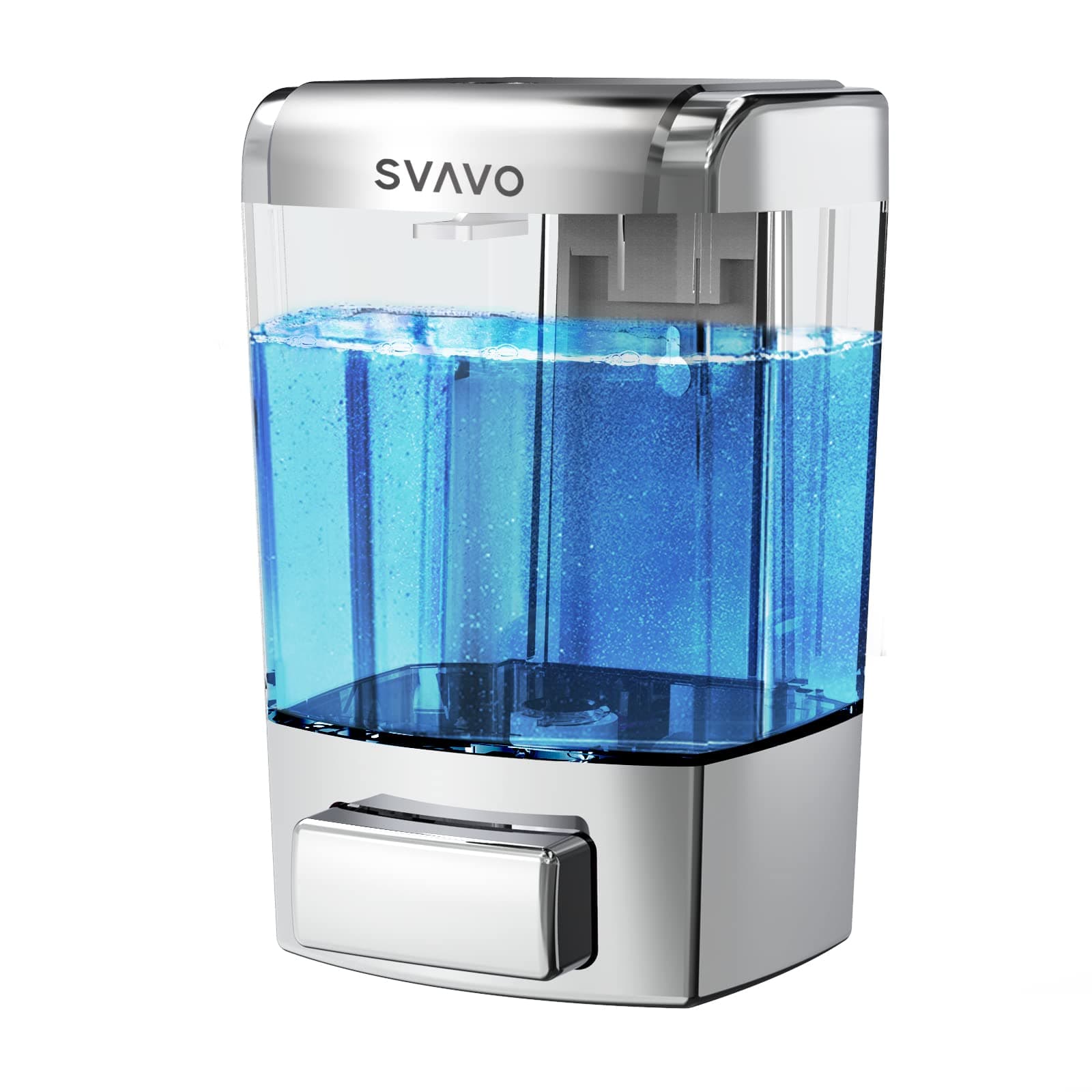 SVAVO V-7101 ABS Plastic Wall Mounted Liquid Soap Dispenser White,Chrome 700ml Pack of 1 1xPaper Towel Dispenser