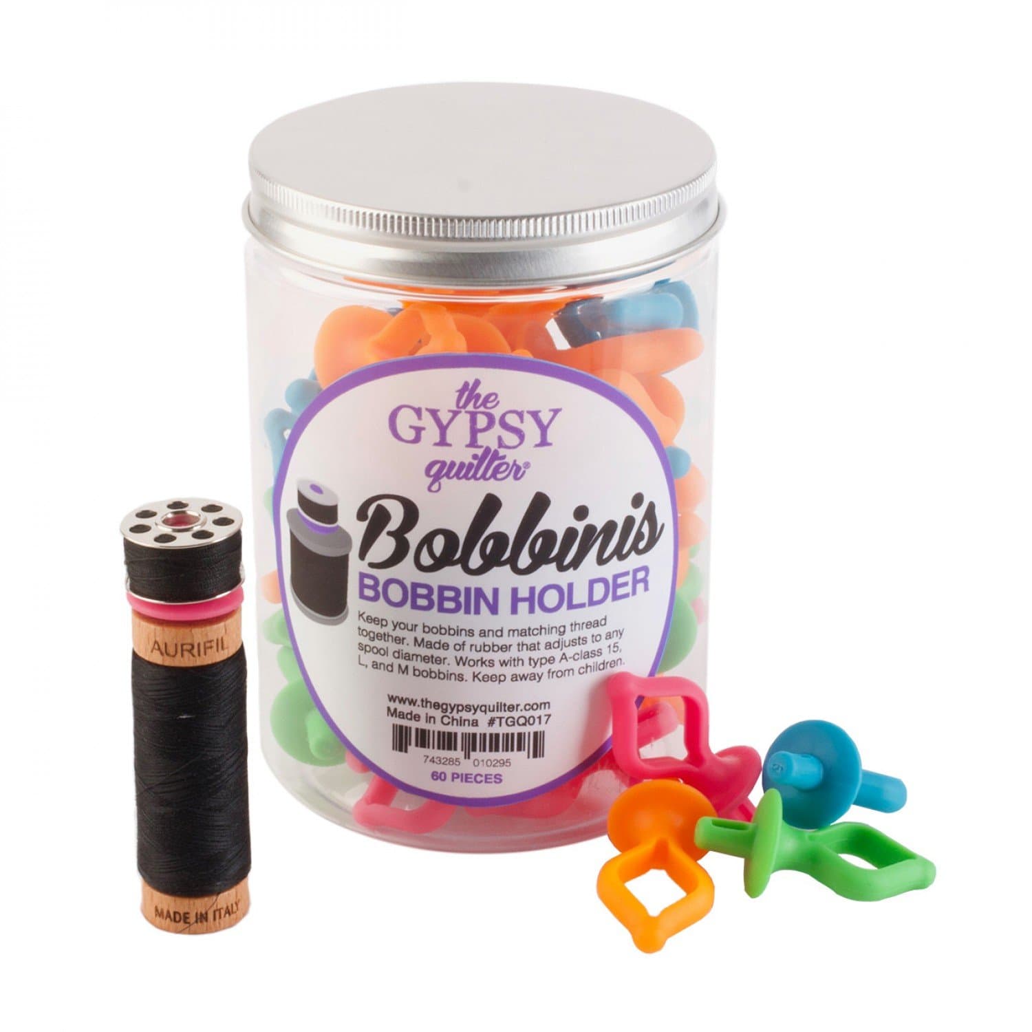 Gypsy Quilter Bobbini Bobbin Holders 60pc Jar, Rubber