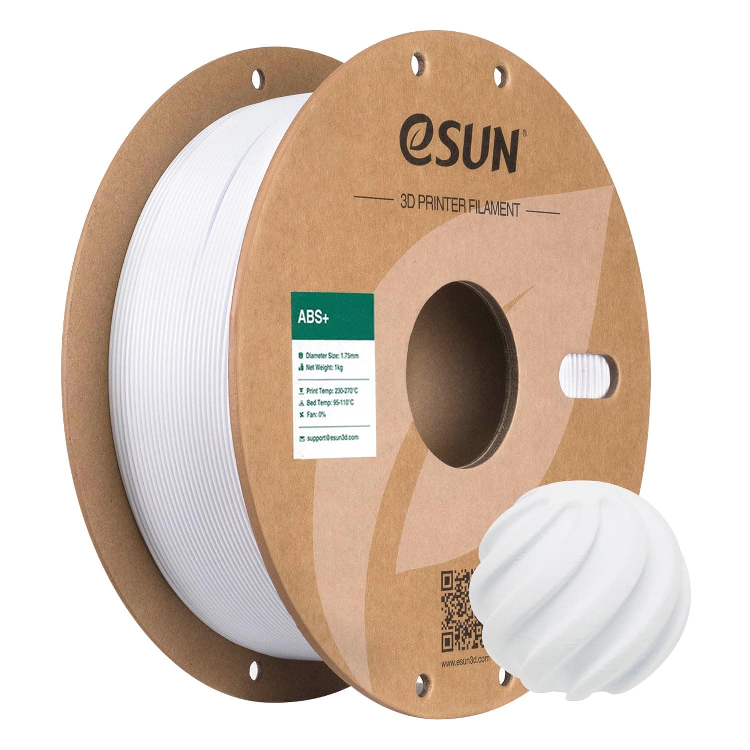 eSUN ABS+ Filament 1.75mm, 3D Printer Filament ABS Plus, Dimensional Accuracy +/- 0.05mm, 1KG Spool (2.2 LBS) 3D Printing Filament for 3D Printers, Cold White