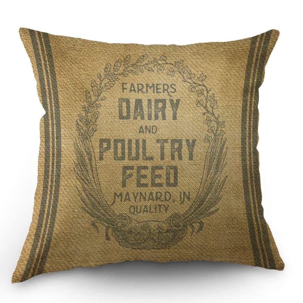 Vintage Feed Sack' Polyester Pillow Case 16 x 16 Inches